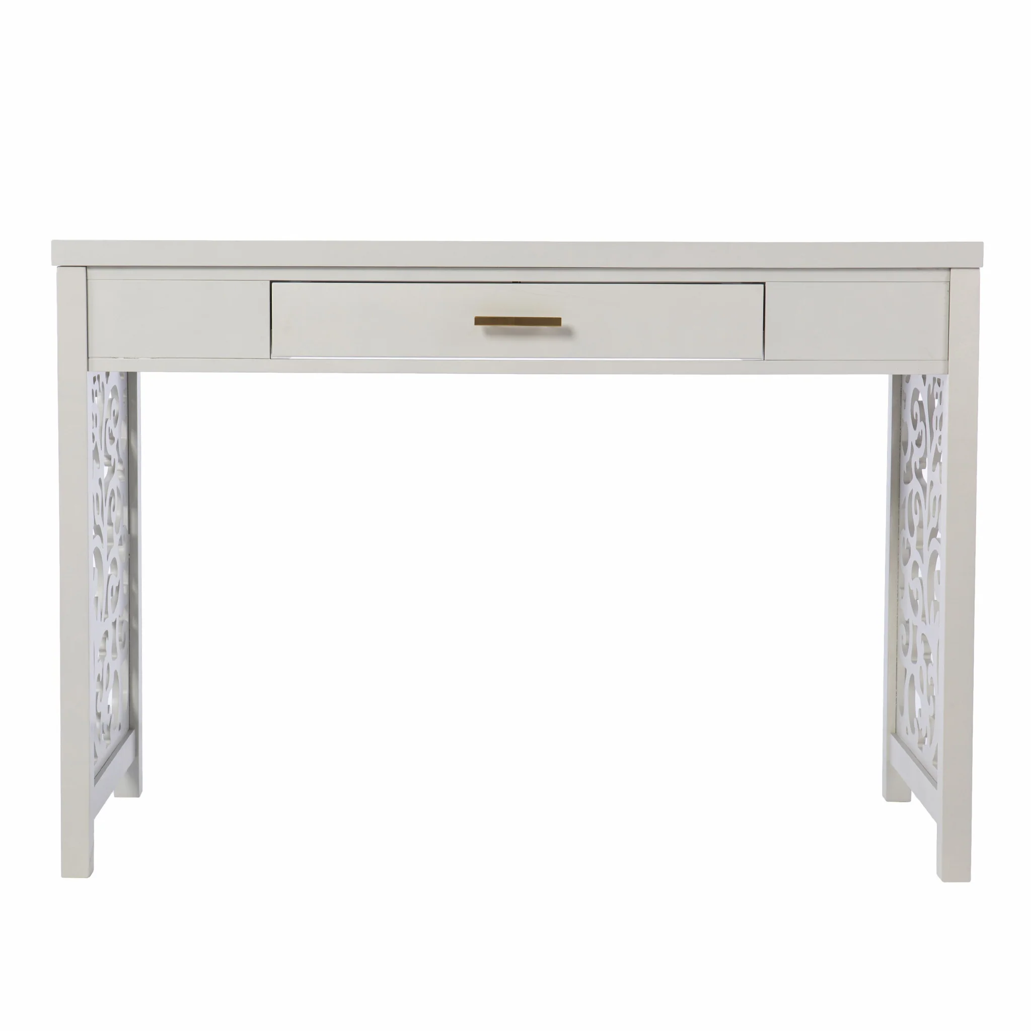 Gray Lattice Desk with Storage By Homeroots - Image 4