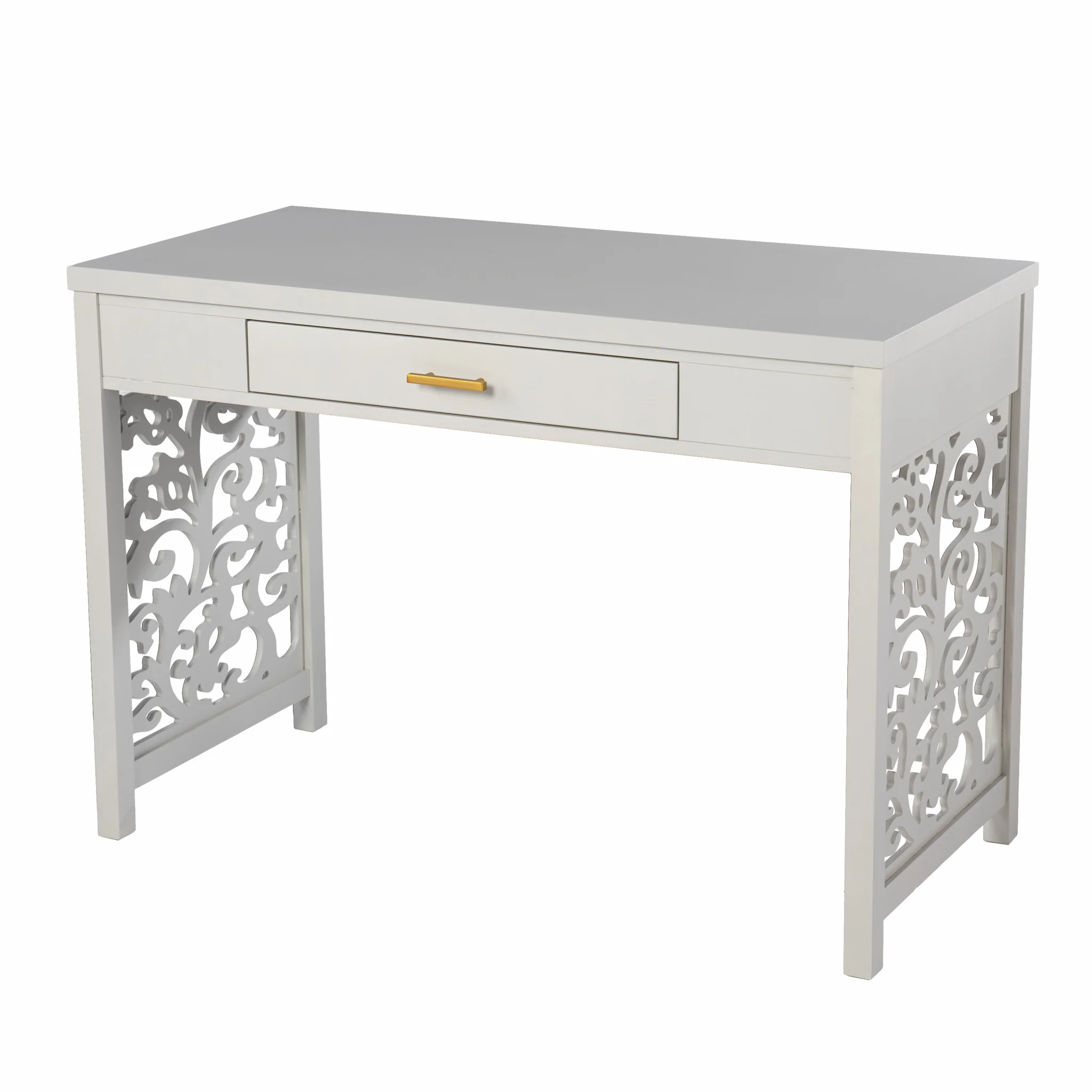 Gray Lattice Desk with Storage By Homeroots - Image 5