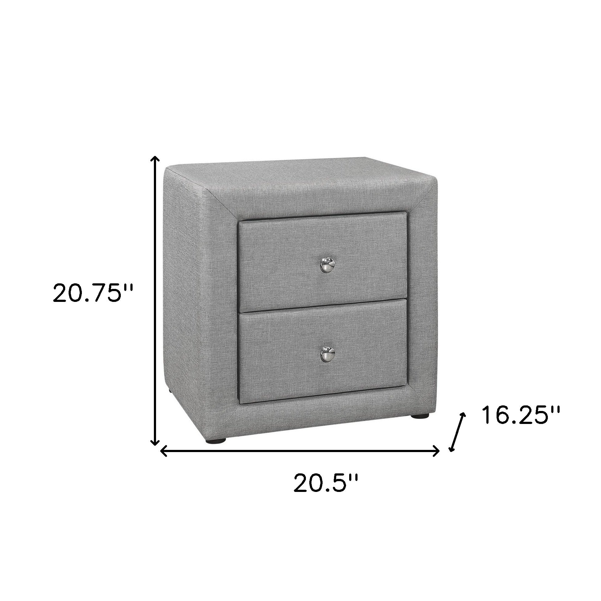 Gray Linen Blend Two Drawer Nightstand By Homeroots - Image 5