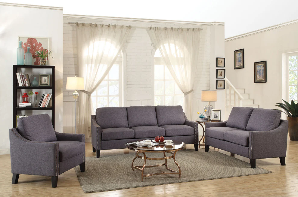 Gray Linen Loveseat By Homeroots - 285961 - Image 2