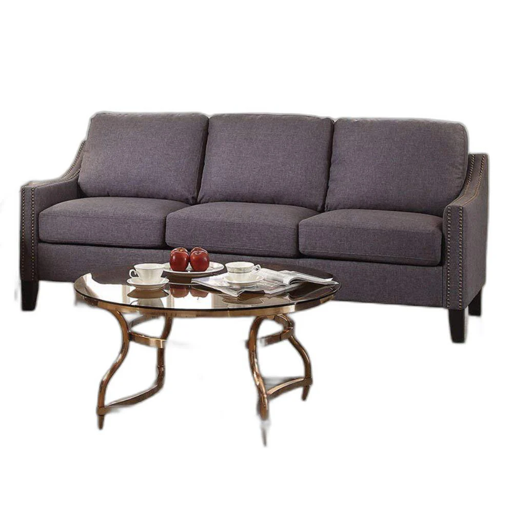 Gray Linen Sofa By Homeroots - Image 2