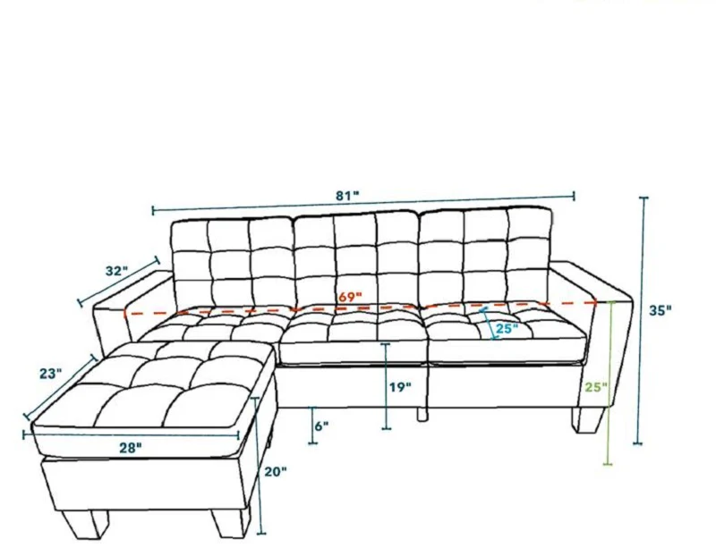 Gray Linen Upholstery Sectional Sofa By Homeroots - Image 3
