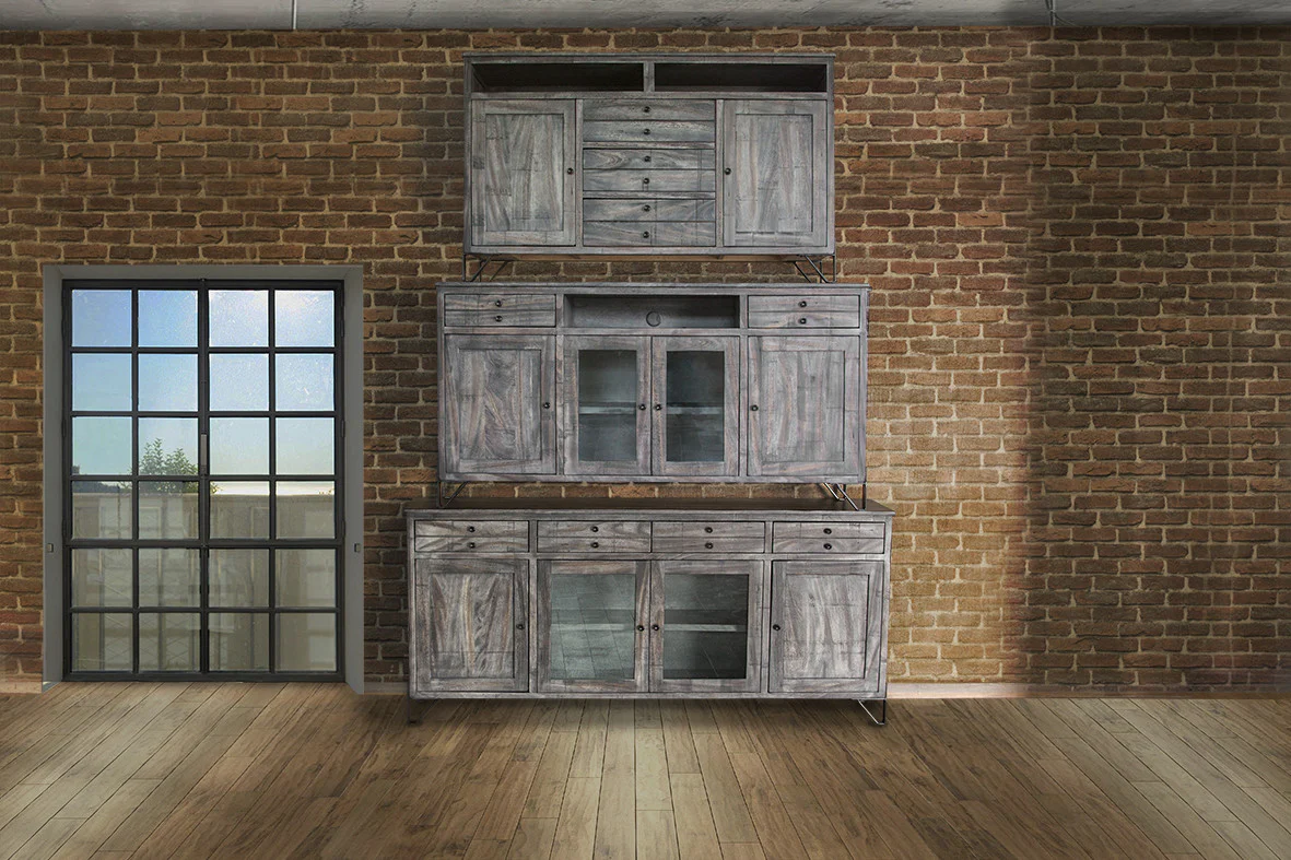 Gray Mango Solid Wood Enclosed Storage Distressed TV Stand By Homeroots - Image 3