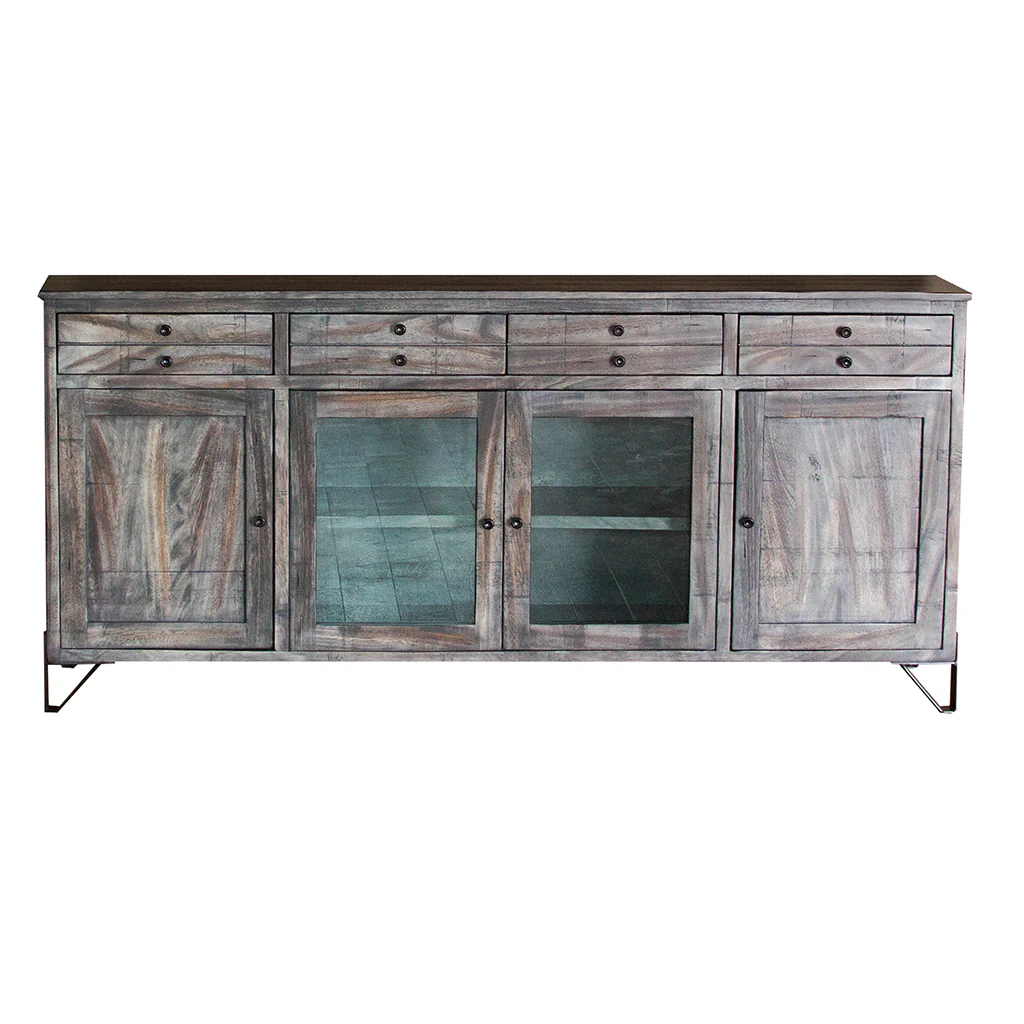 Gray Mango Solid Wood Enclosed Storage Distressed TV Stand By Homeroots - Image 6