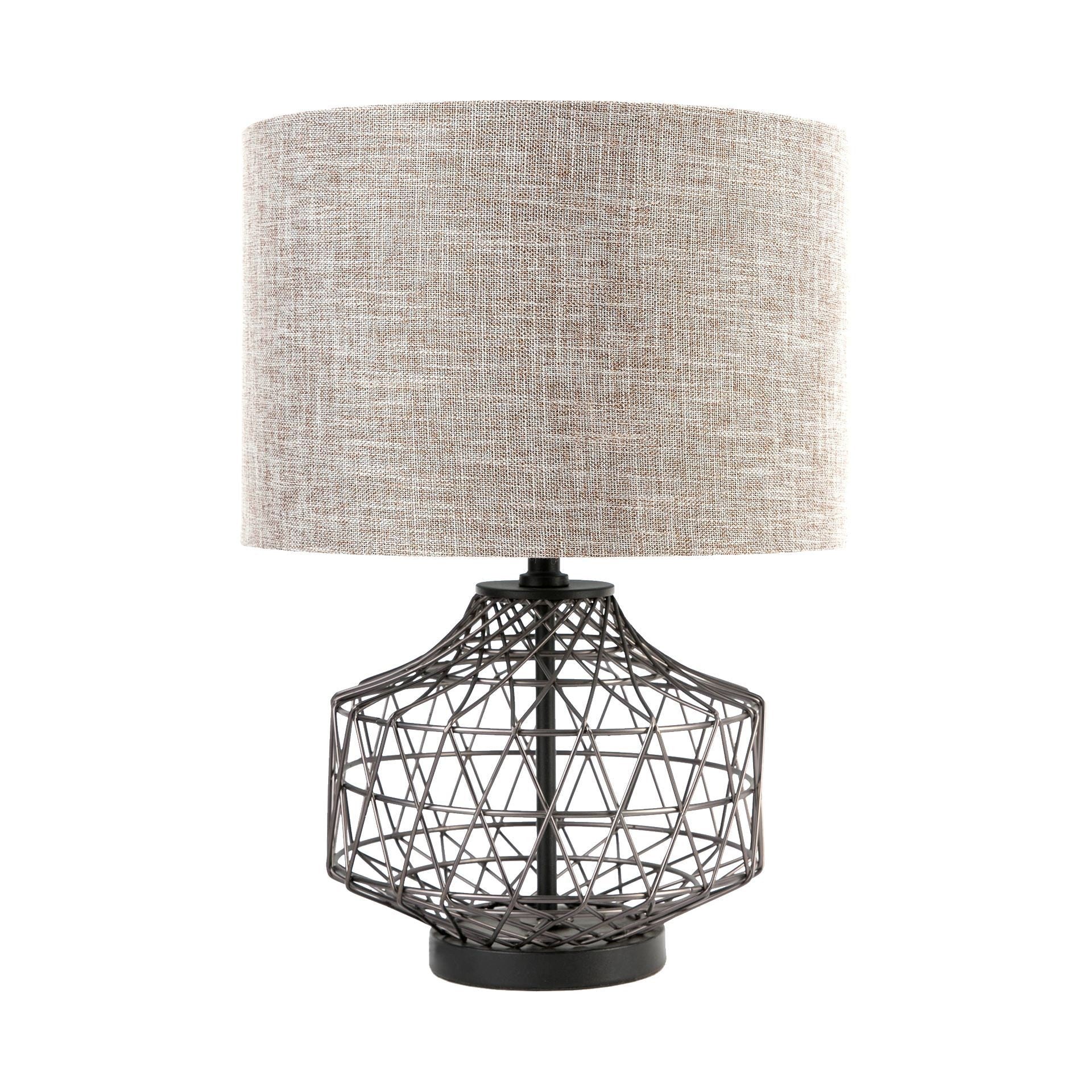 Gray Metal Basket Design Table or Desk Lamp By Homeroots - Image 2