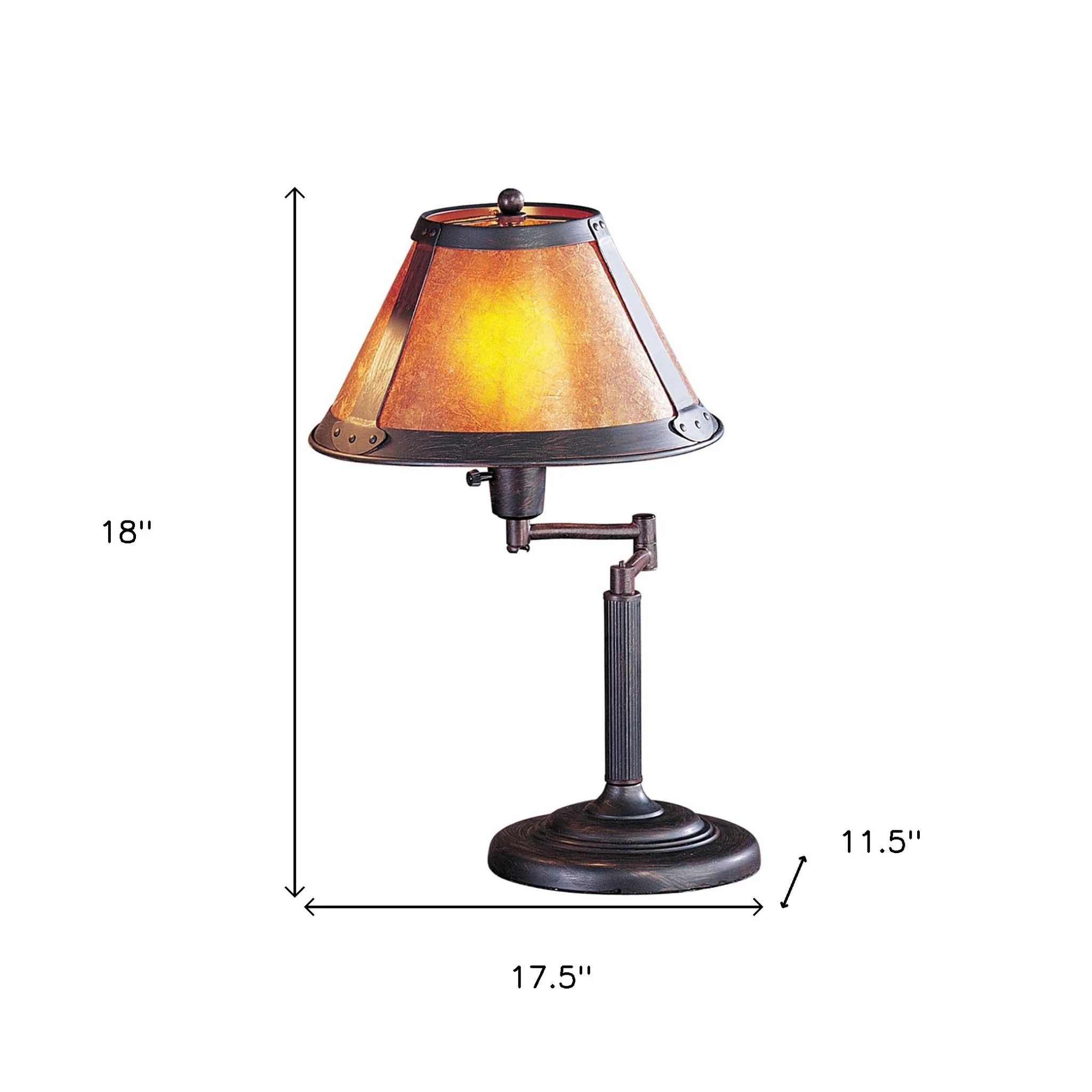 Gray Metal Candlestick Table Lamp With Amber Empire Shade By Homeroots - Image 3