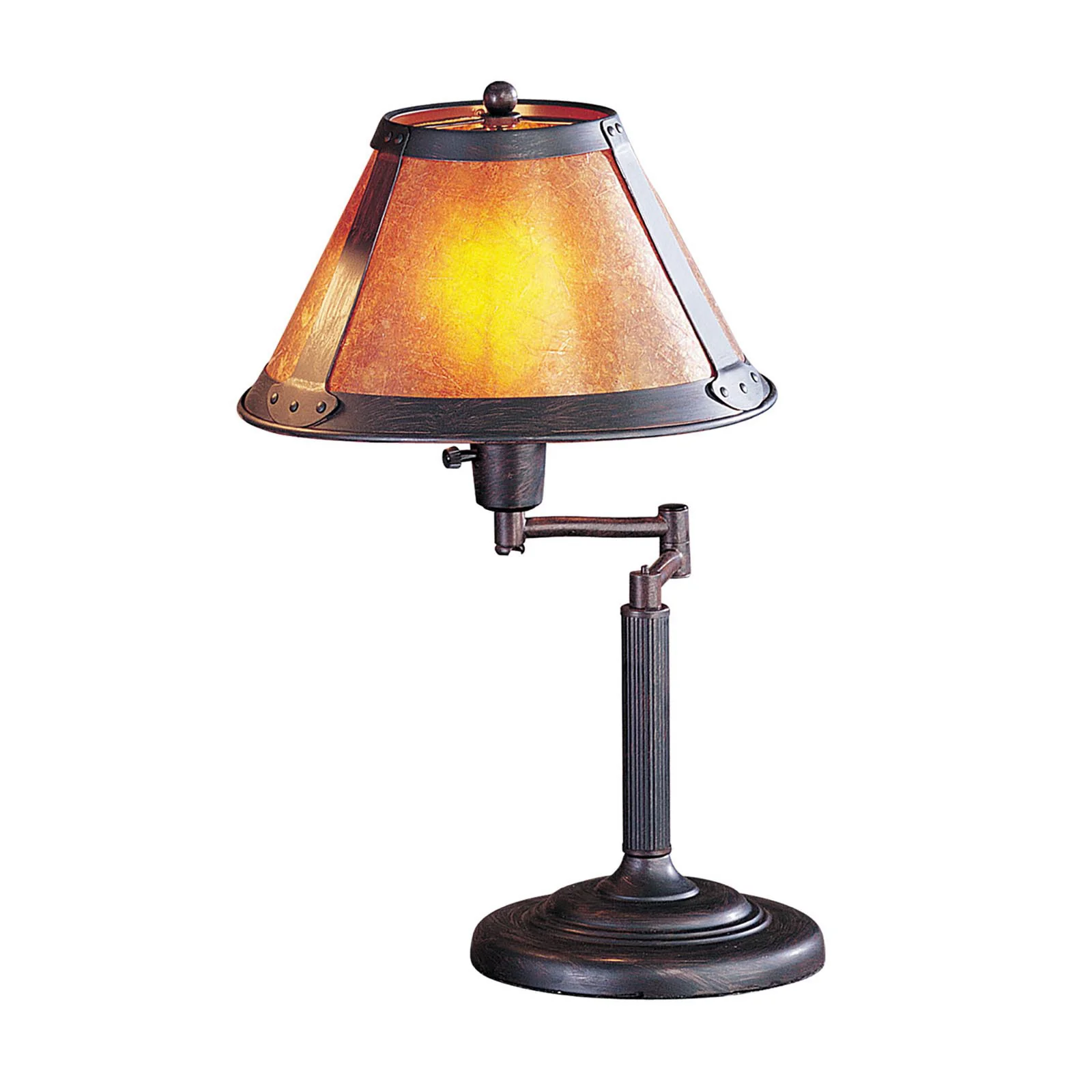 Gray Metal Candlestick Table Lamp With Amber Empire Shade By Homeroots - Image 4