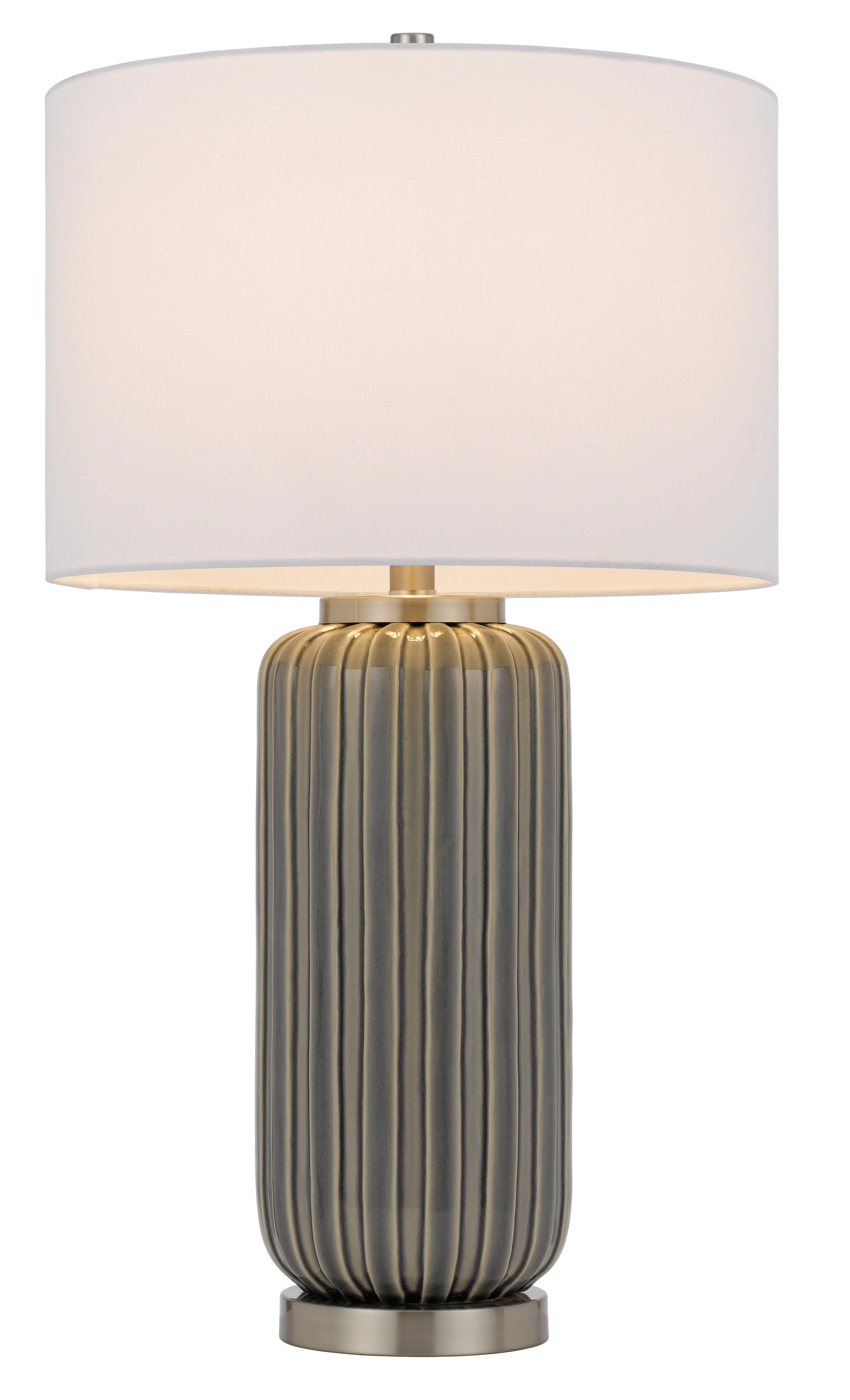 Gray Metal Cylinder Table Lamp With White Drum Shade By Homeroots - Image 6