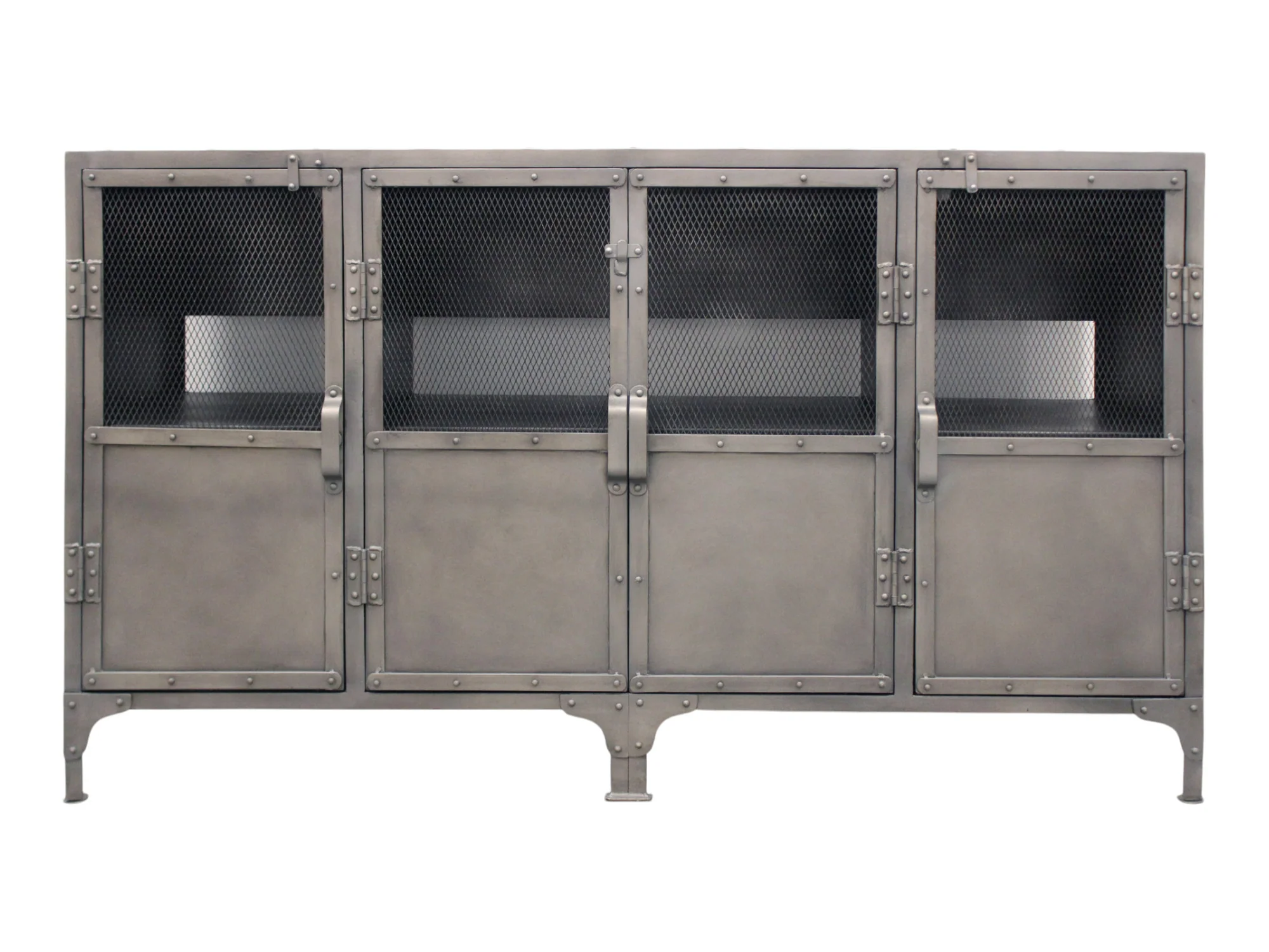 Gray Metal Enclosed Storage TV Stand By Homeroots - Image 3