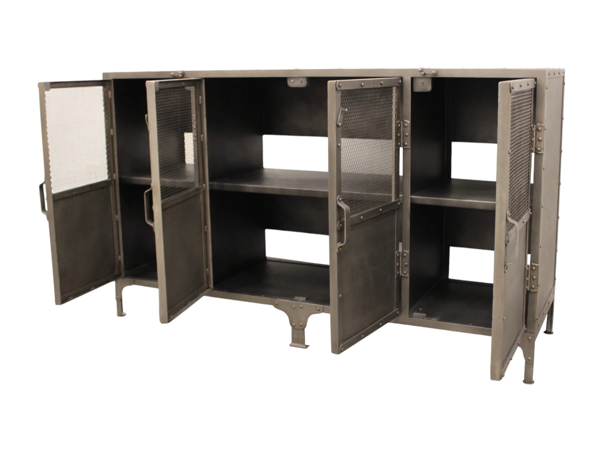 Gray Metal Enclosed Storage TV Stand By Homeroots - Image 4