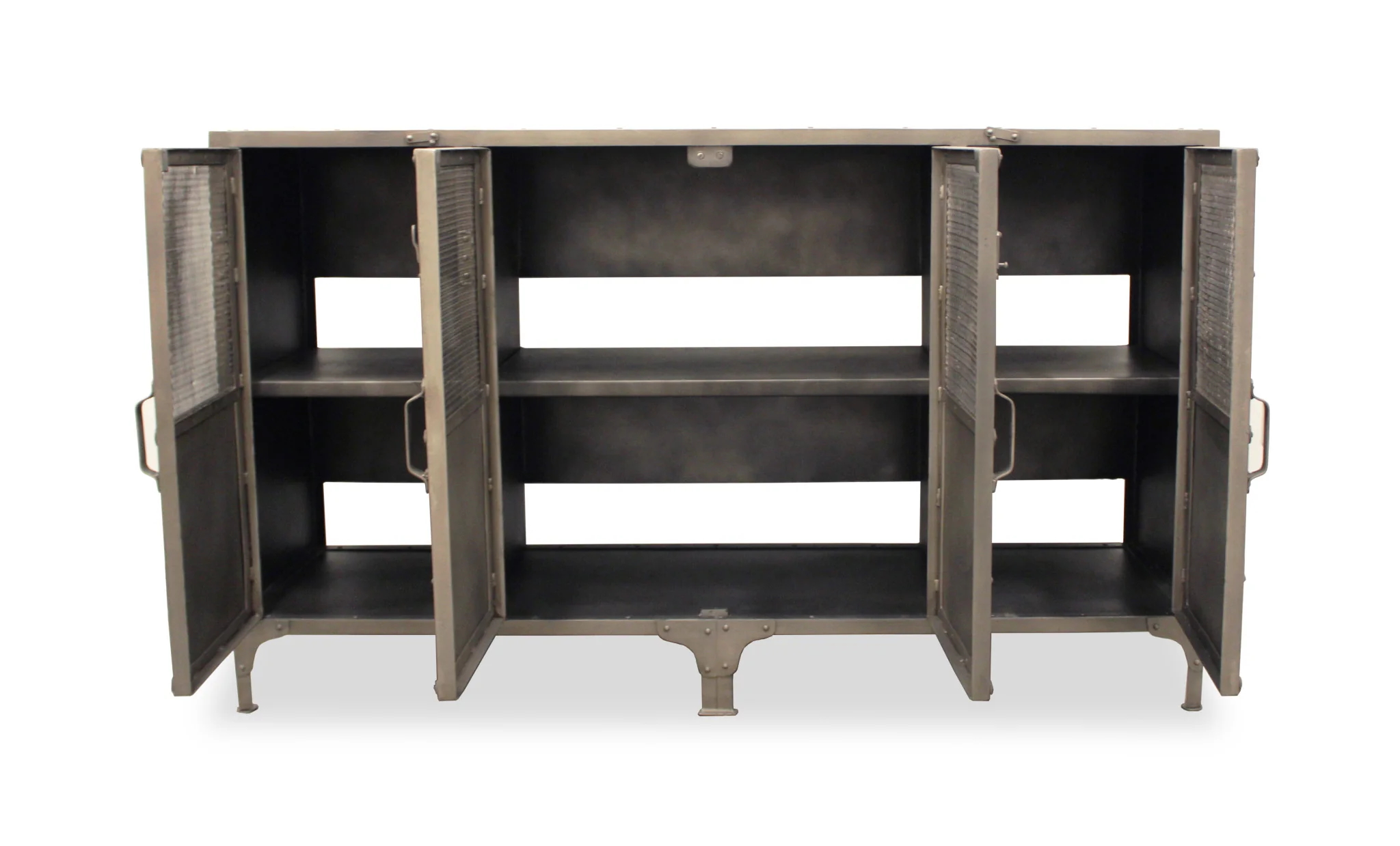 Gray Metal Enclosed Storage TV Stand By Homeroots - Image 6