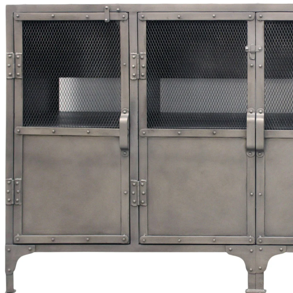 Gray Metal Enclosed Storage TV Stand By Homeroots - Image 8