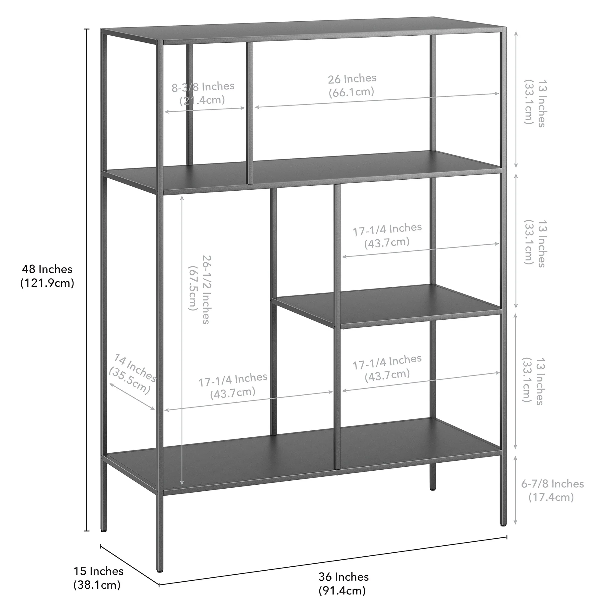 Gray Metal Four Tier Double Bookcase By Homeroots - Image 4
