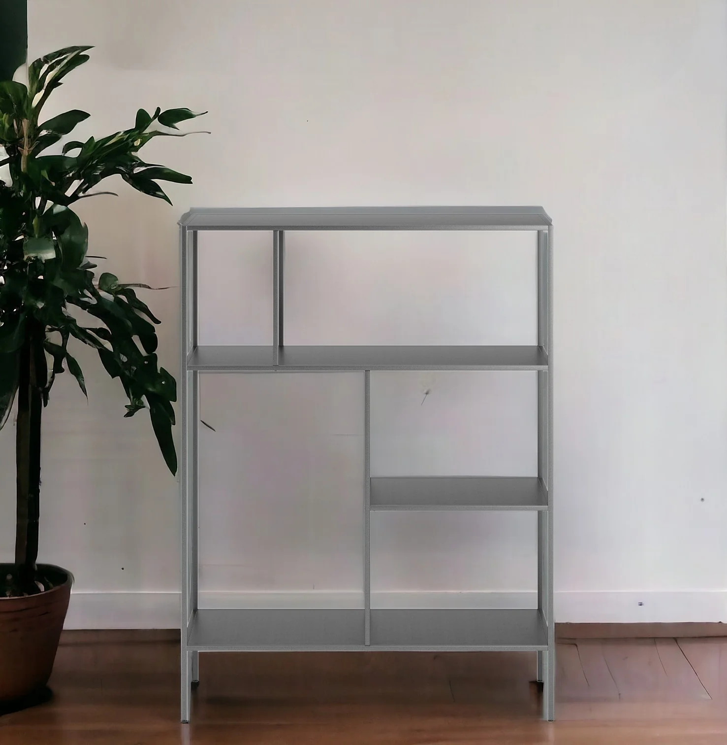 Gray Metal Four Tier Double Bookcase By Homeroots - Image 6
