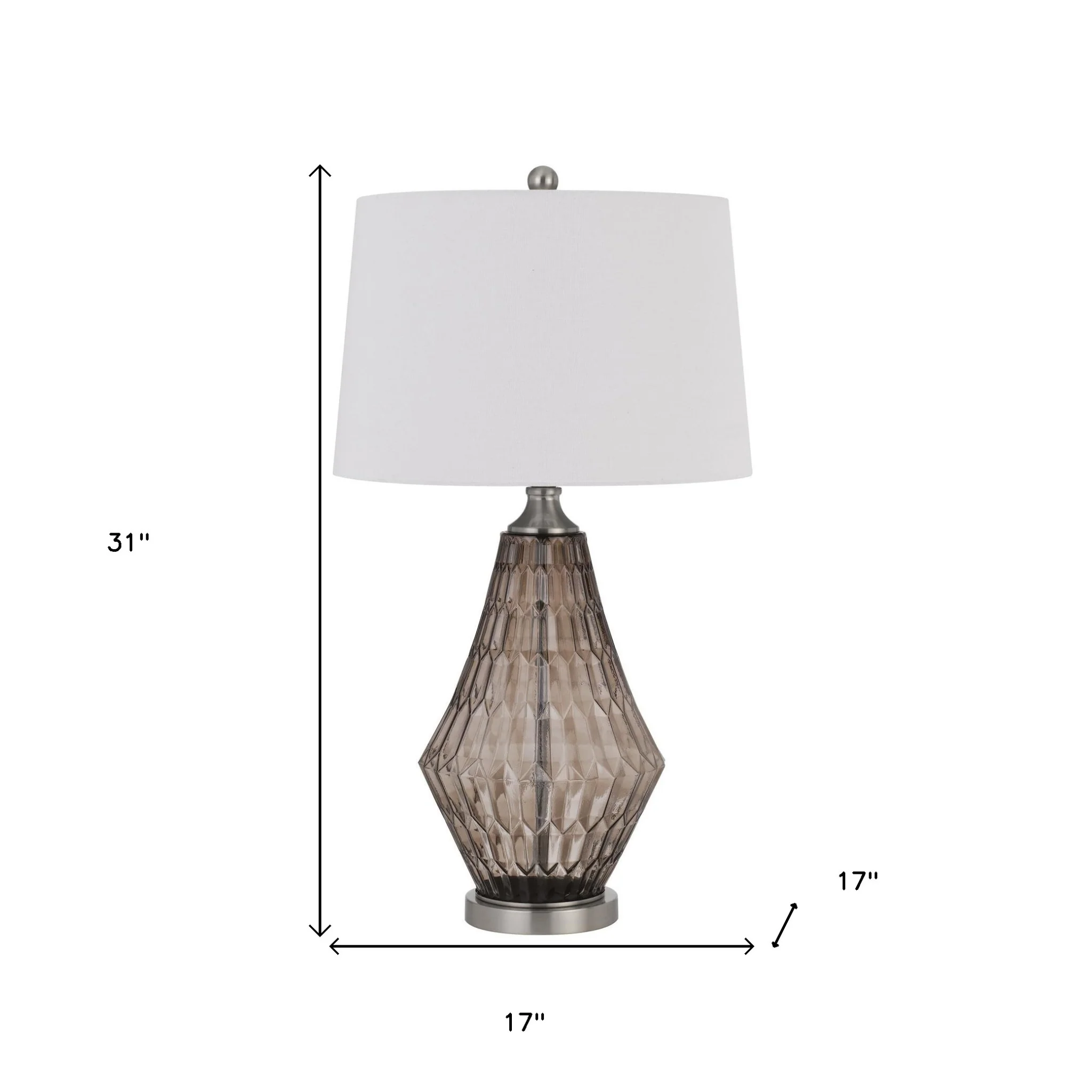 Gray Metal Geometric Table Lamp With Off White Empire Shade By Homeroots - Image 3