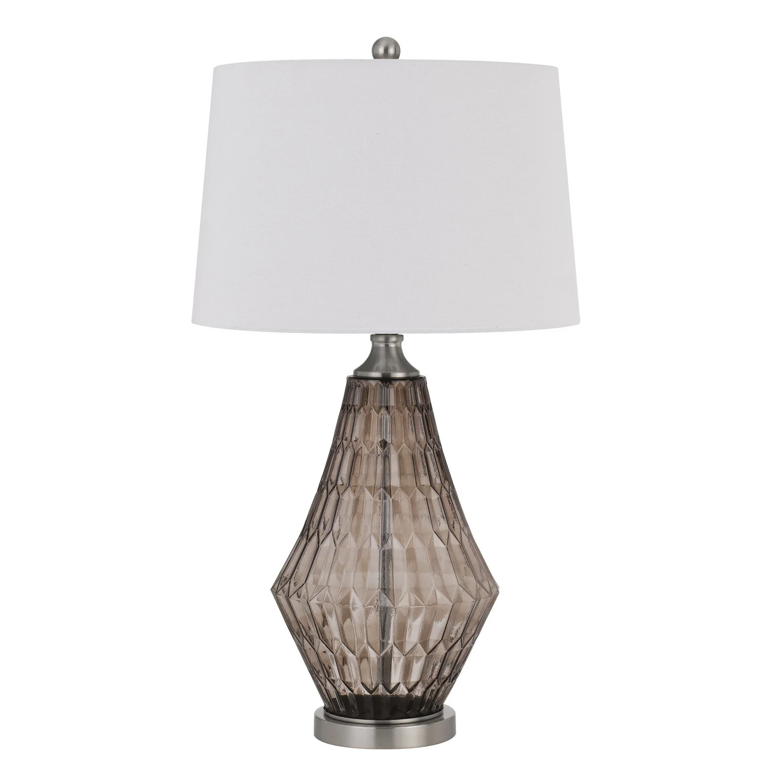 Gray Metal Geometric Table Lamp With Off White Empire Shade By Homeroots - Image 4