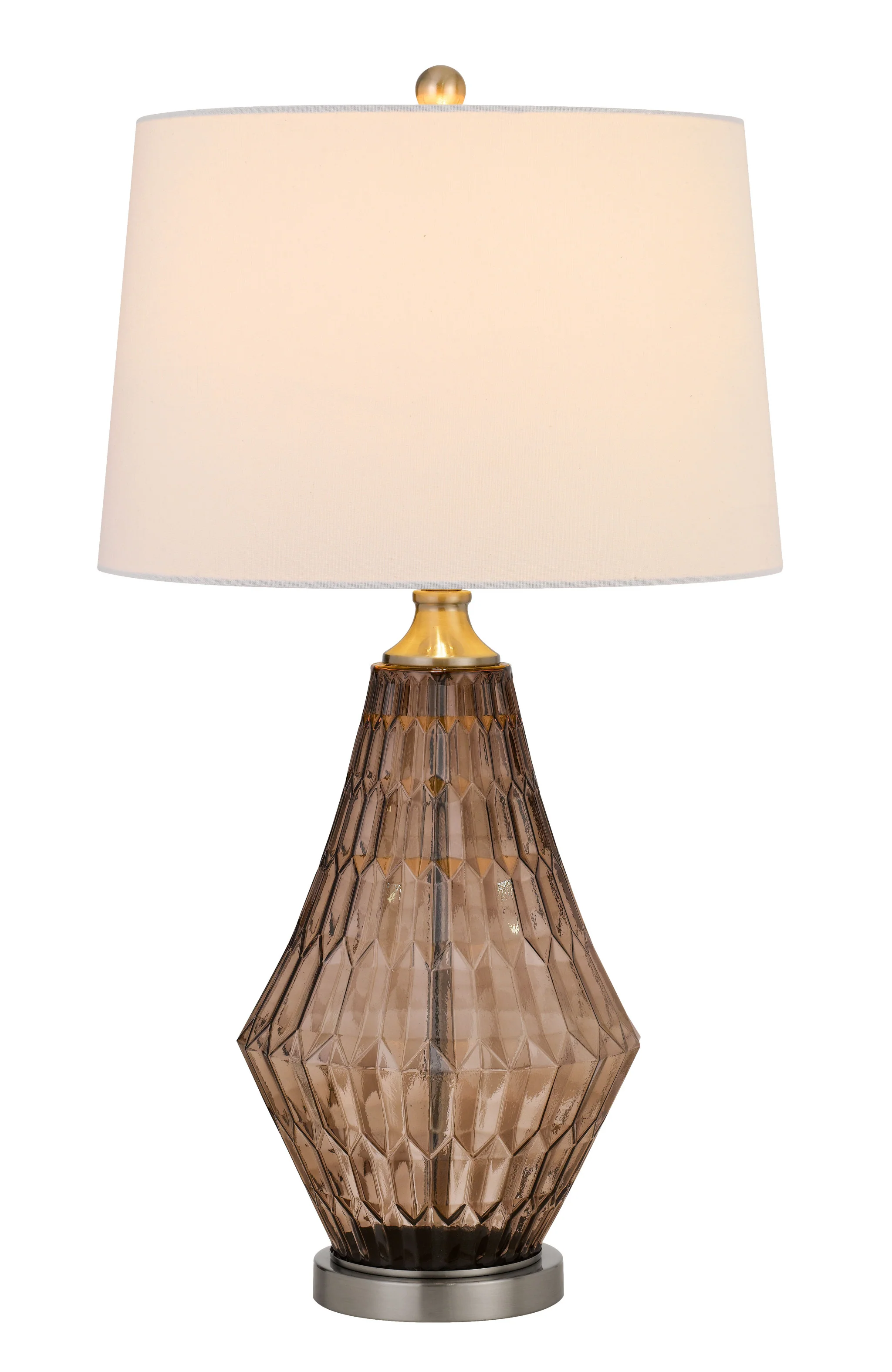 Gray Metal Geometric Table Lamp With Off White Empire Shade By Homeroots - Image 5