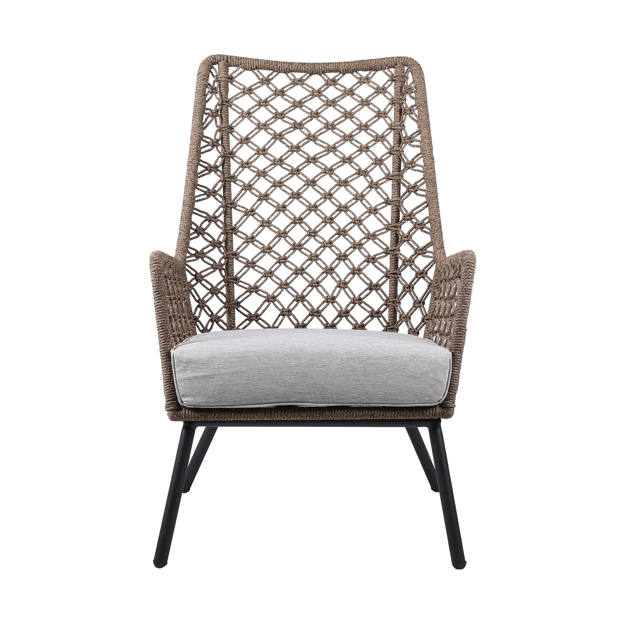 Gray Metal Outdoor Arm Chair with Gray Cushion By Homeroots - Image 3