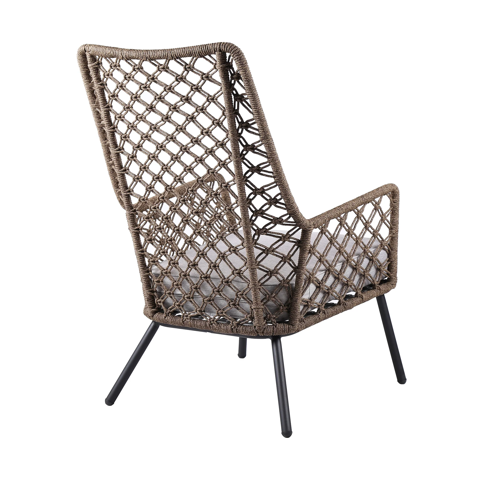 Gray Metal Outdoor Arm Chair with Gray Cushion By Homeroots - Image 4