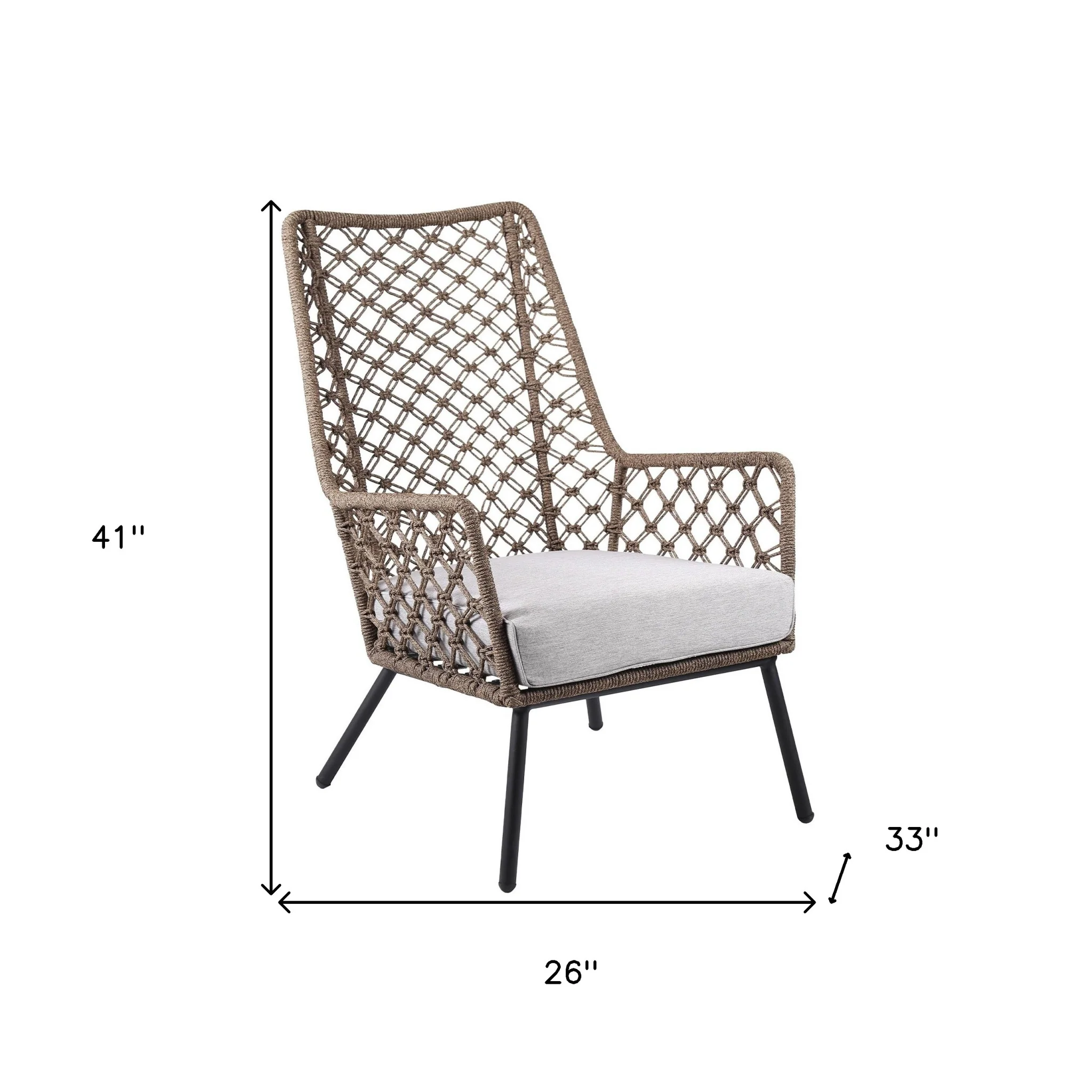Gray Metal Outdoor Arm Chair with Gray Cushion By Homeroots - Image 6