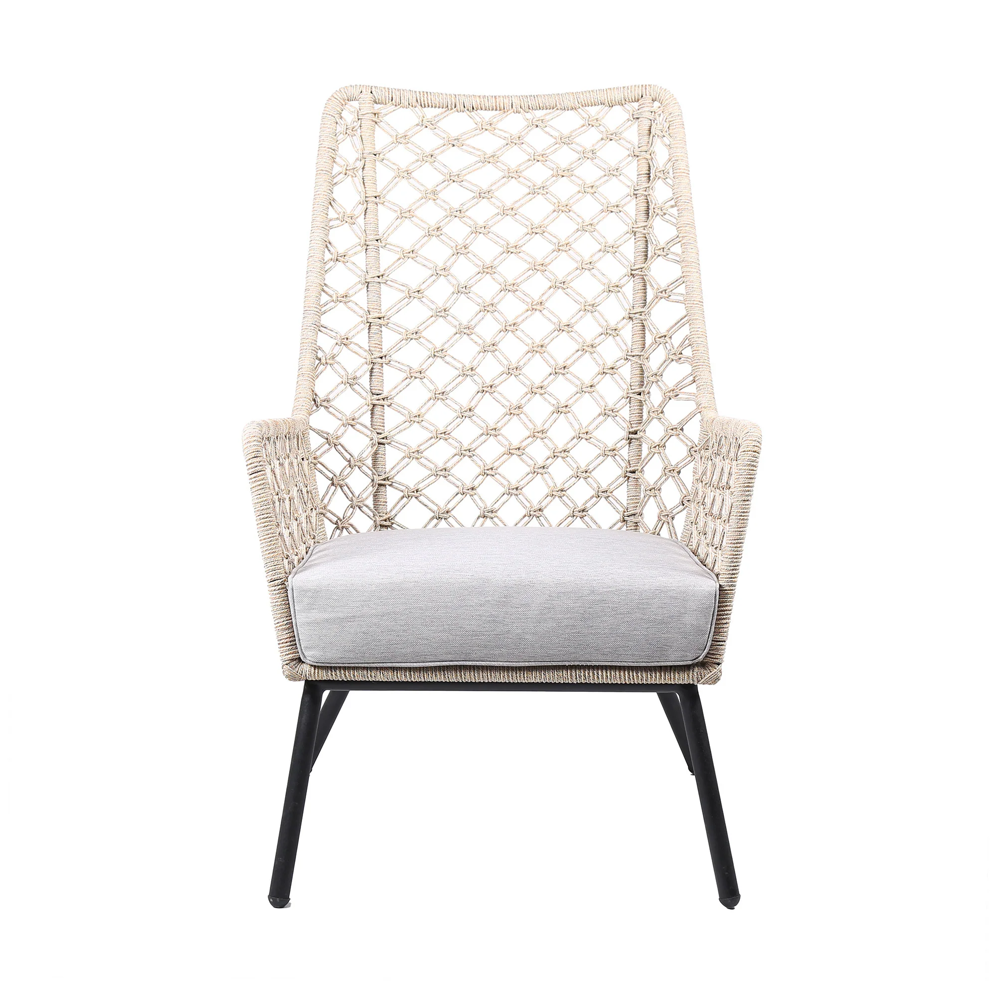 Gray Metal Outdoor Dining Chair with Gray Cushion By Homeroots - Image 3