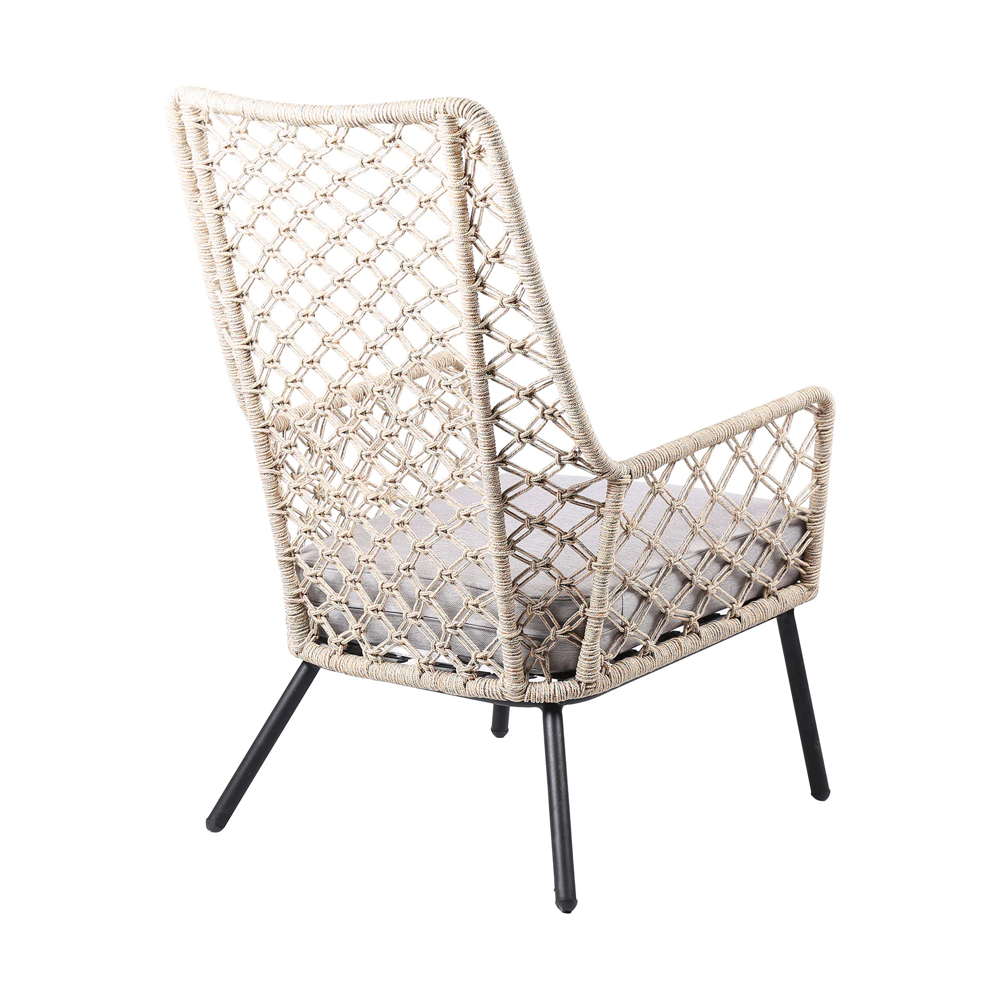 Gray Metal Outdoor Dining Chair with Gray Cushion By Homeroots - Image 4