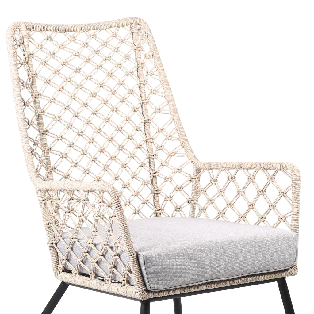Gray Metal Outdoor Dining Chair with Gray Cushion By Homeroots - Image 5