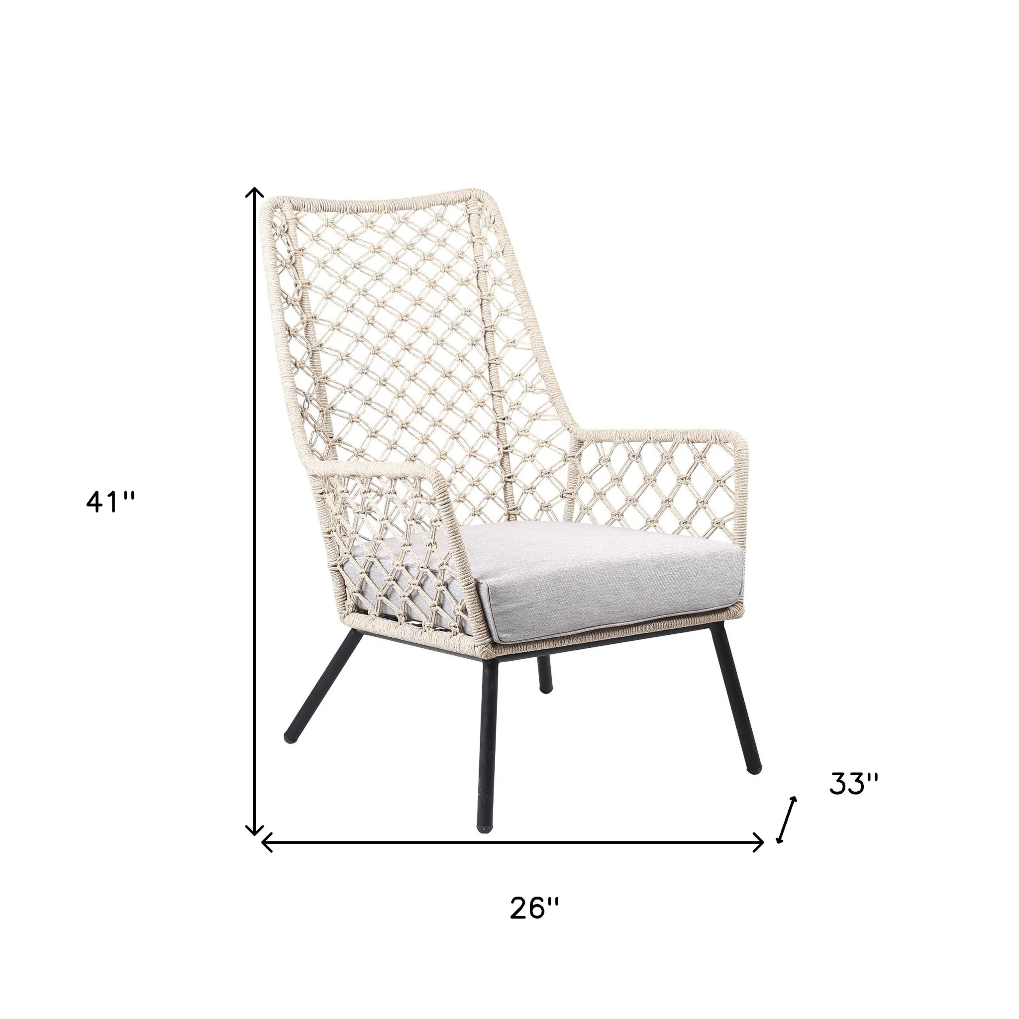 Gray Metal Outdoor Dining Chair with Gray Cushion By Homeroots - Image 6