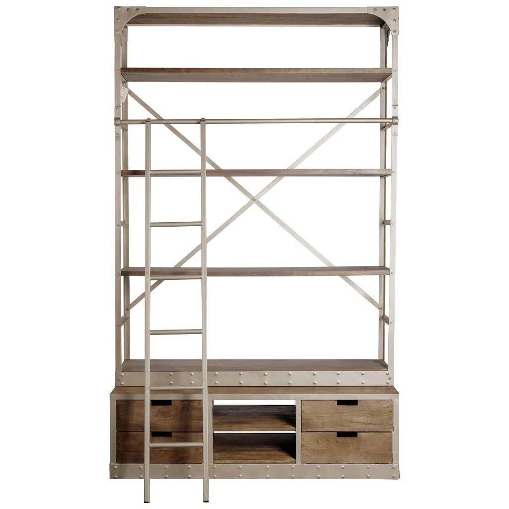Gray Metal Shelving Unit with Light Brown Storage By Homeroots - Image 2