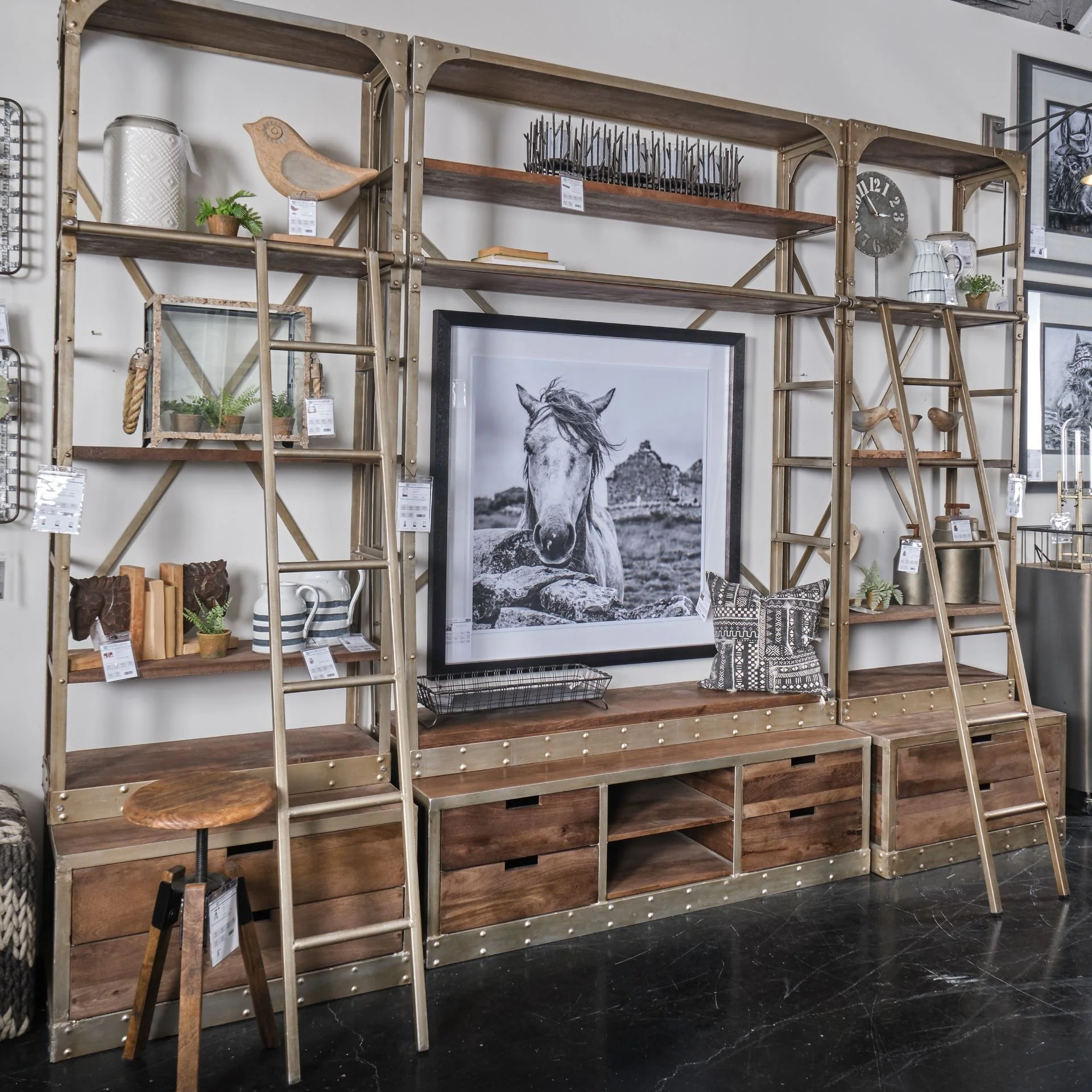 Gray Metal Shelving Unit with Light Brown Storage By Homeroots - Image 3