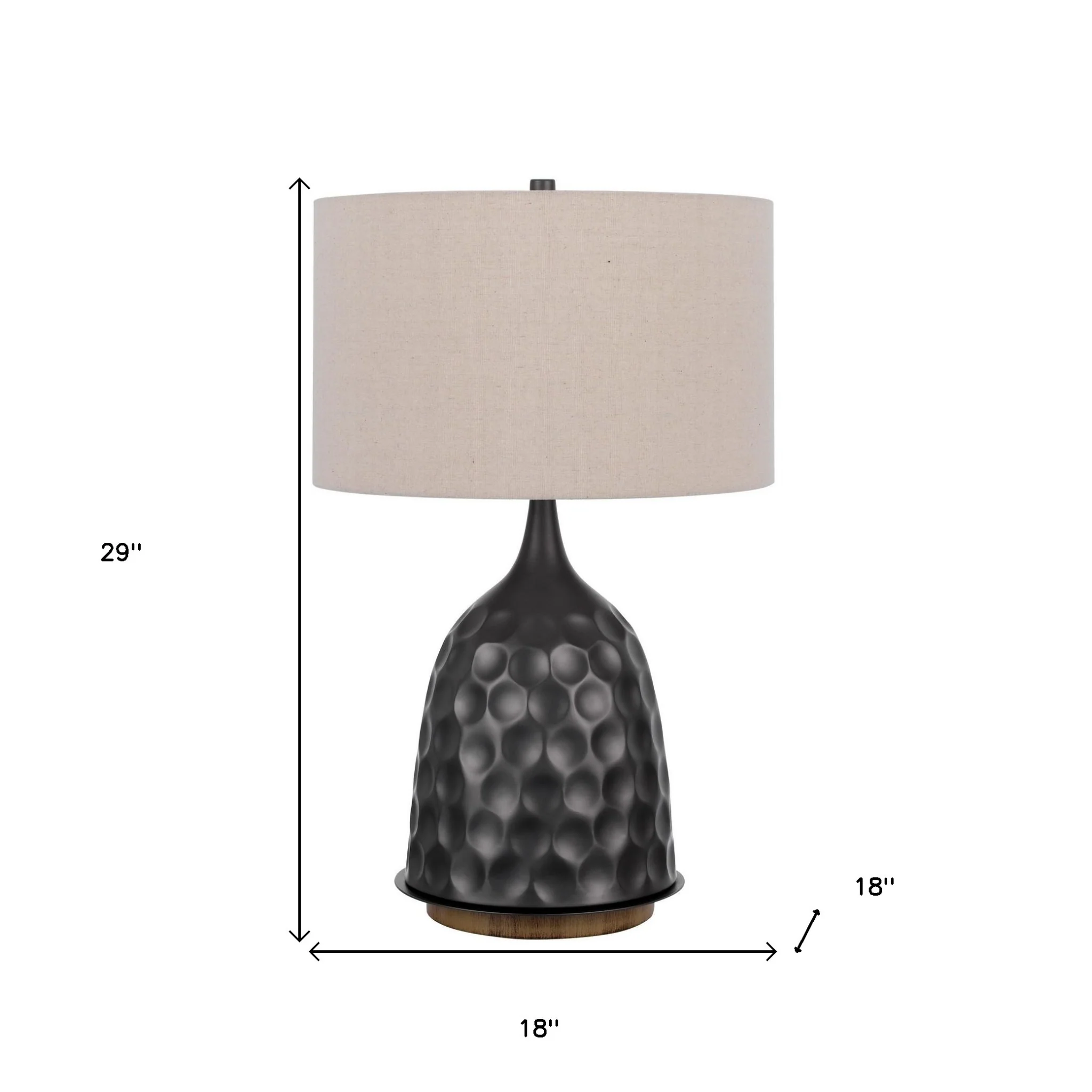 Gray Metal Table Lamp With Brown Drum Shade By Homeroots - Image 5