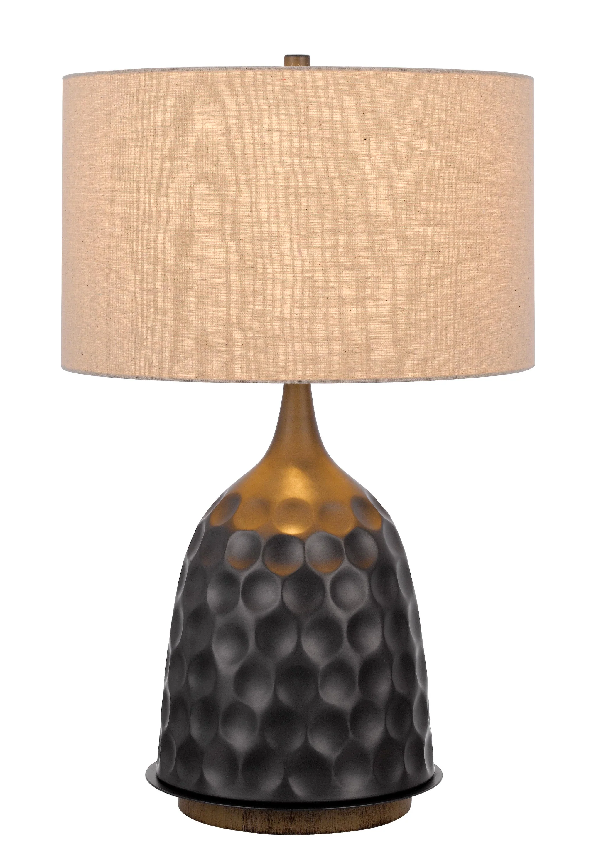 Gray Metal Table Lamp With Brown Drum Shade By Homeroots - Image 7