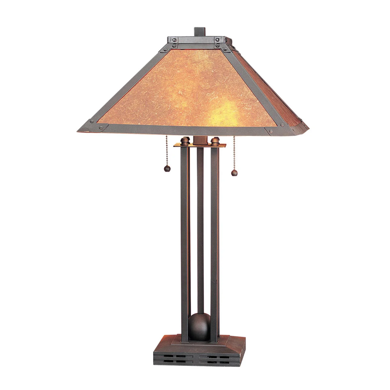 Gray Metal Two Light Cylinder Table Lamp With Amber Square Shade By Homeroots - Image 4
