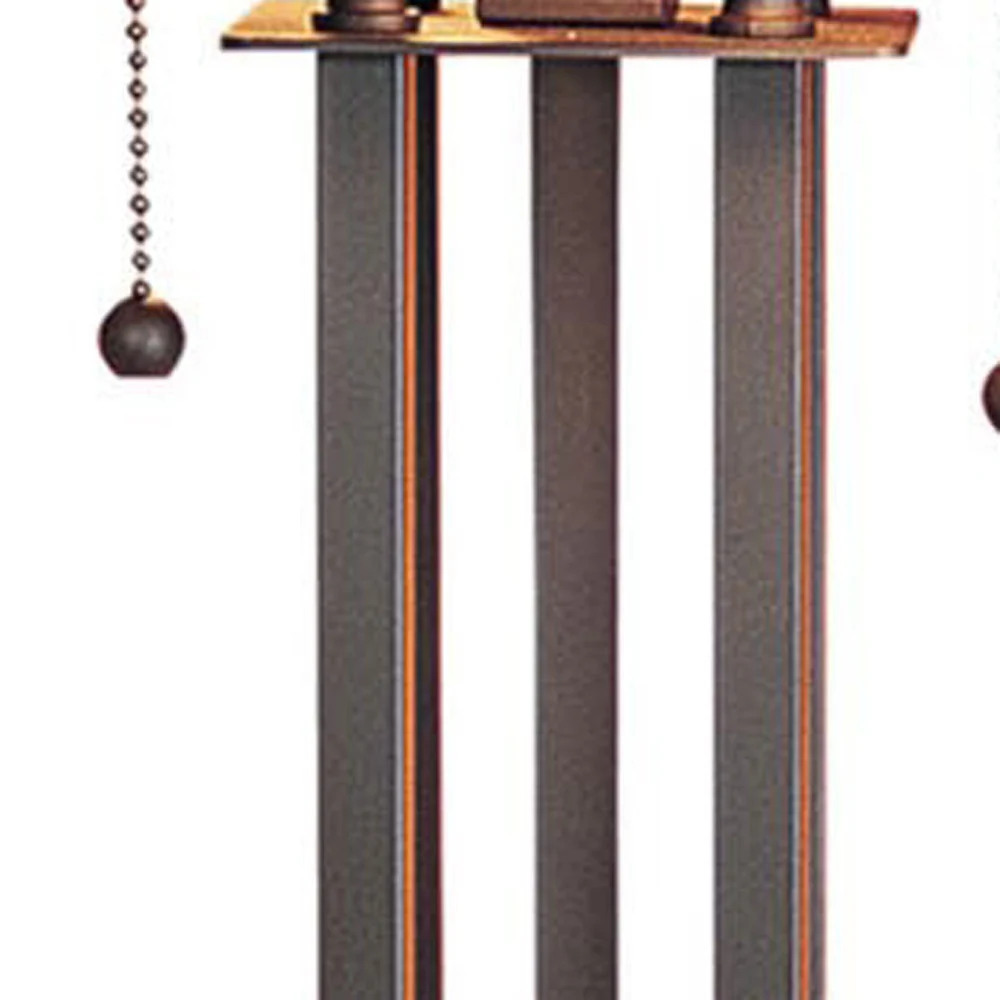 Gray Metal Two Light Cylinder Table Lamp With Amber Square Shade By Homeroots - Image 5