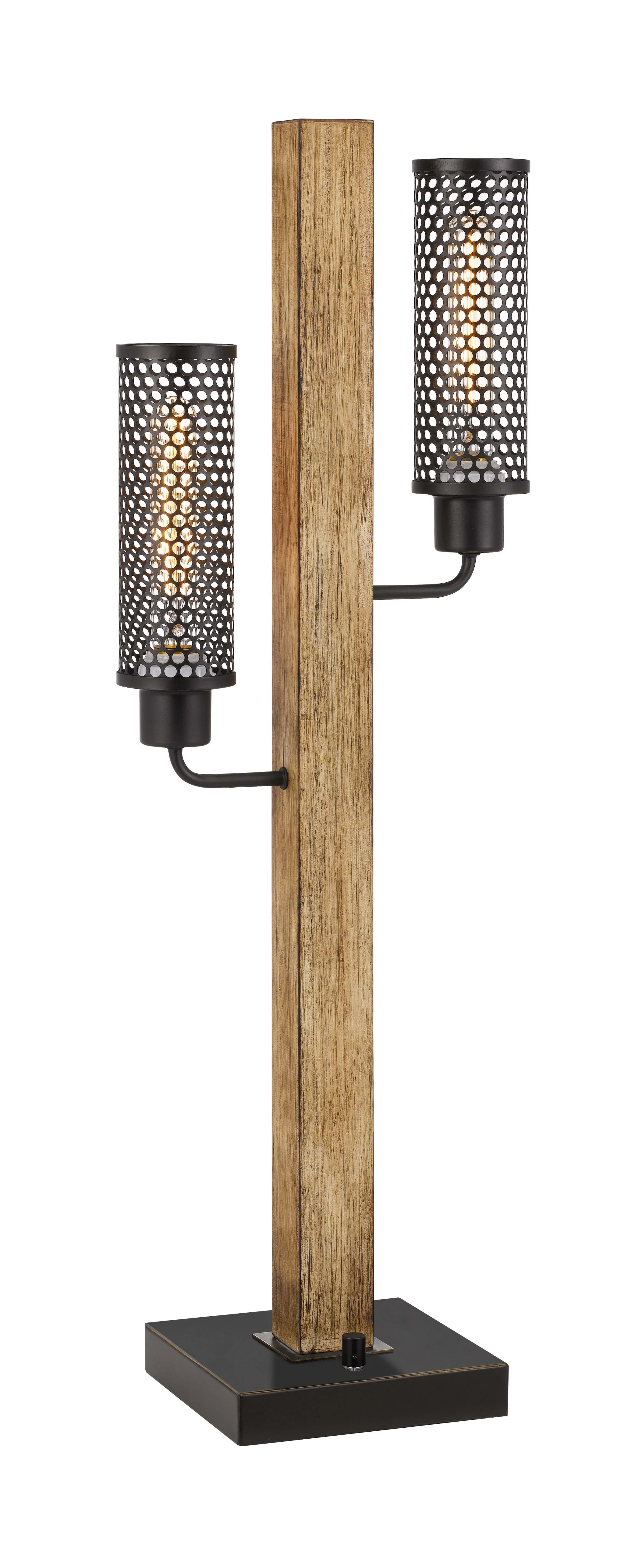 Gray Metal Two Light Table Lamp With Black Novelty Shade By Homeroots - Image 4