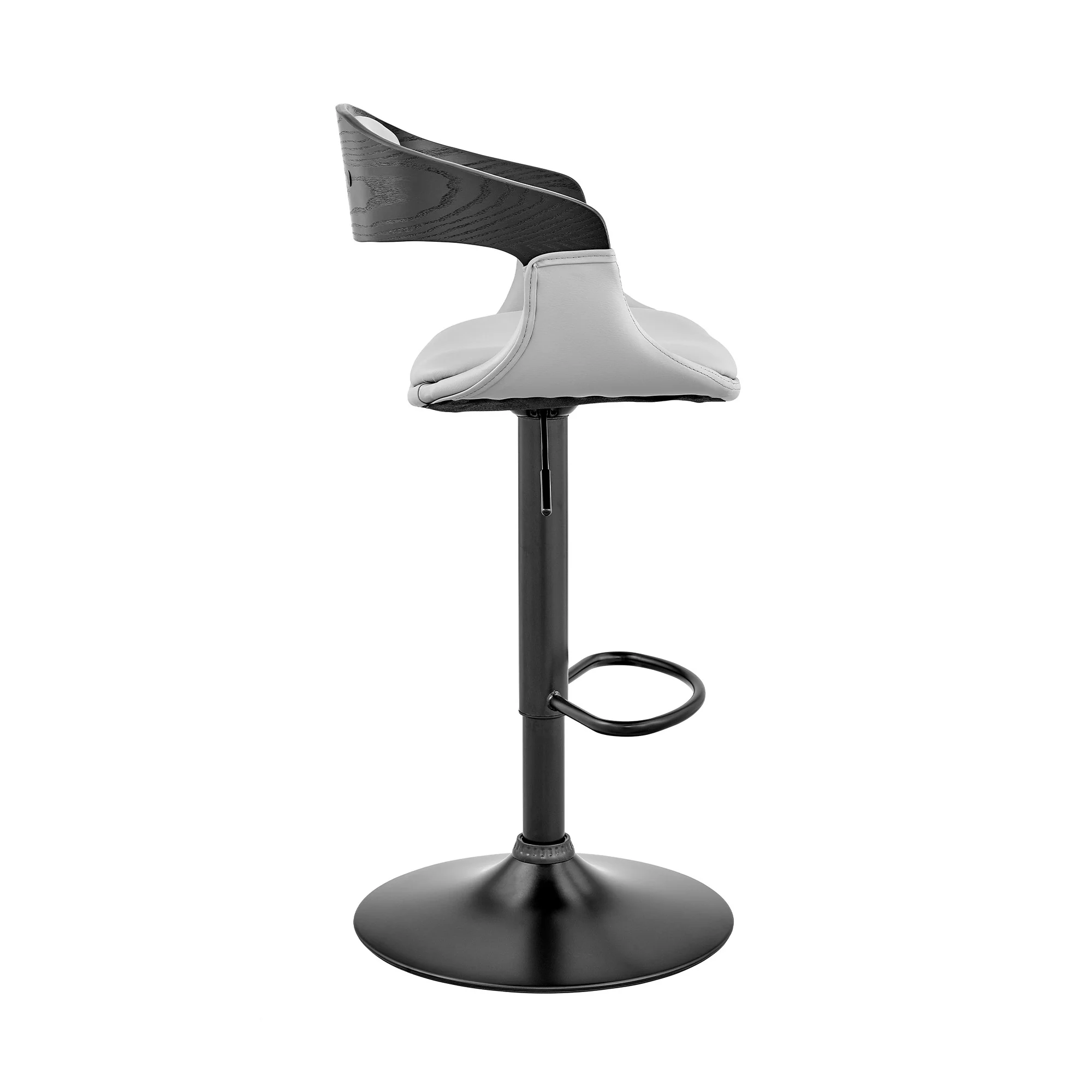 Gray Modern Upholstered & Black Base Bar Stool By Homeroots - Image 4