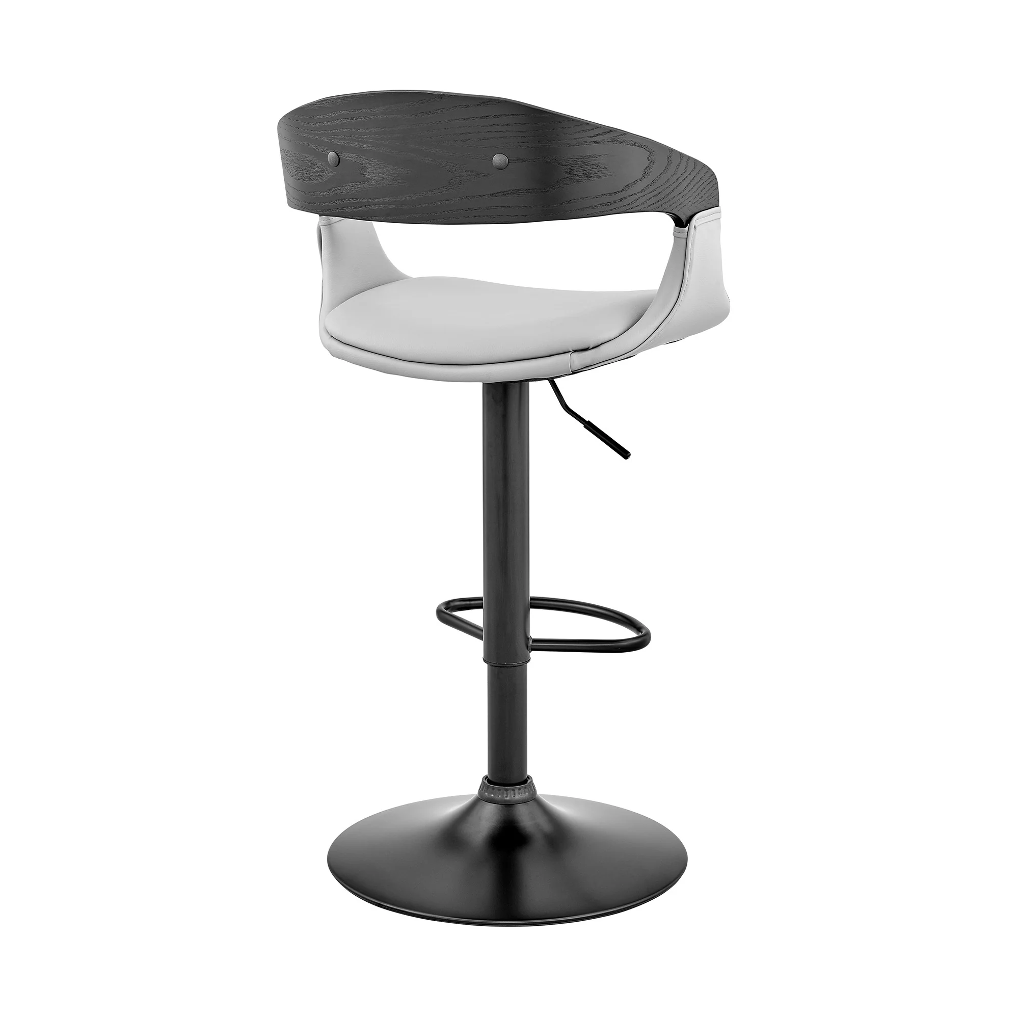 Gray Modern Upholstered & Black Base Bar Stool By Homeroots - Image 5