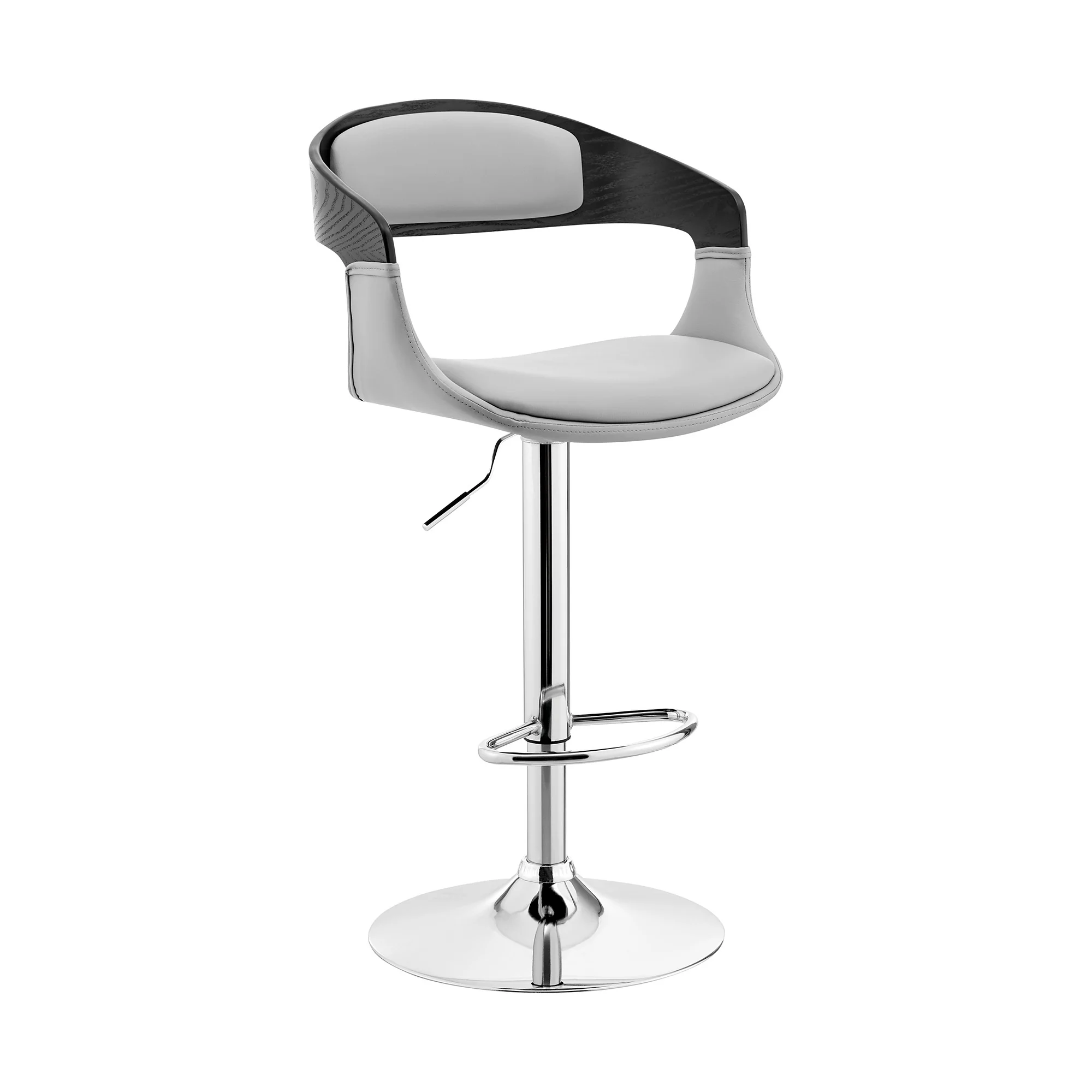 Gray Modern Upholstered & Chrome Base Bar Stool By Homeroots - Image 2