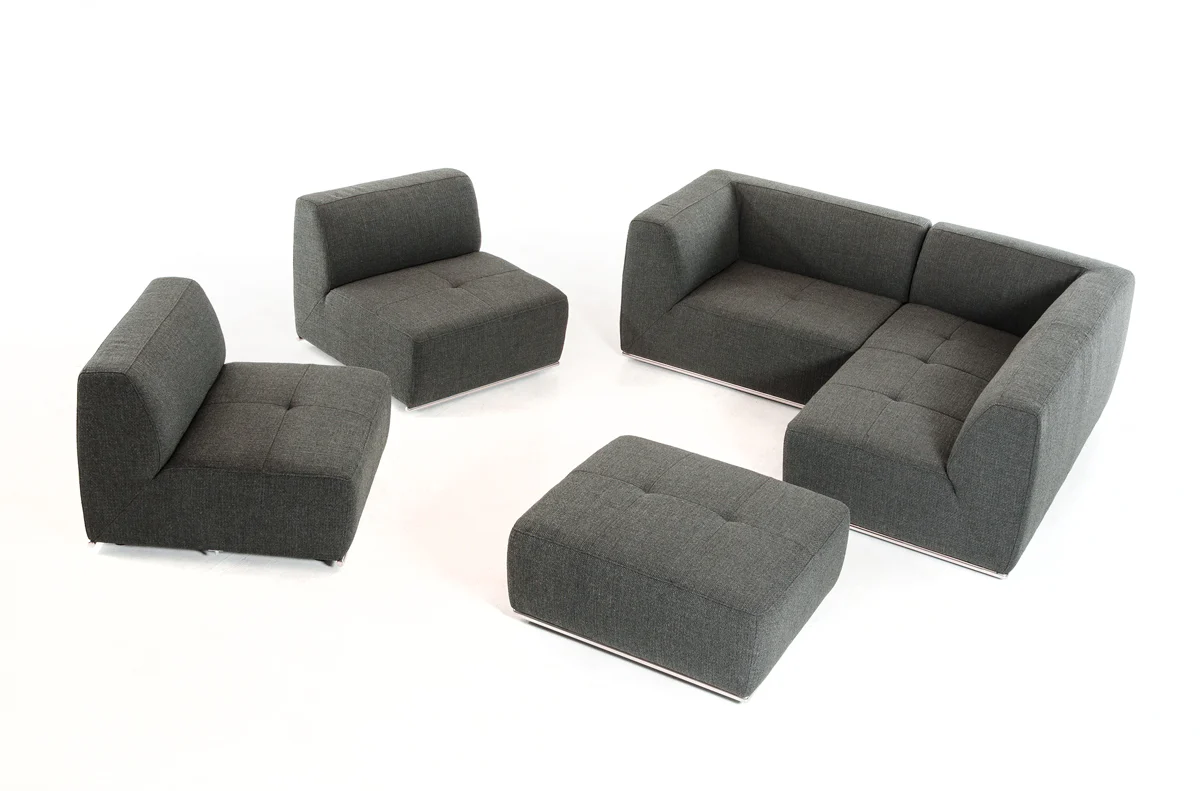 Gray Modular 5 Piece Sectional with Ottoman By Homeroots - Image 3