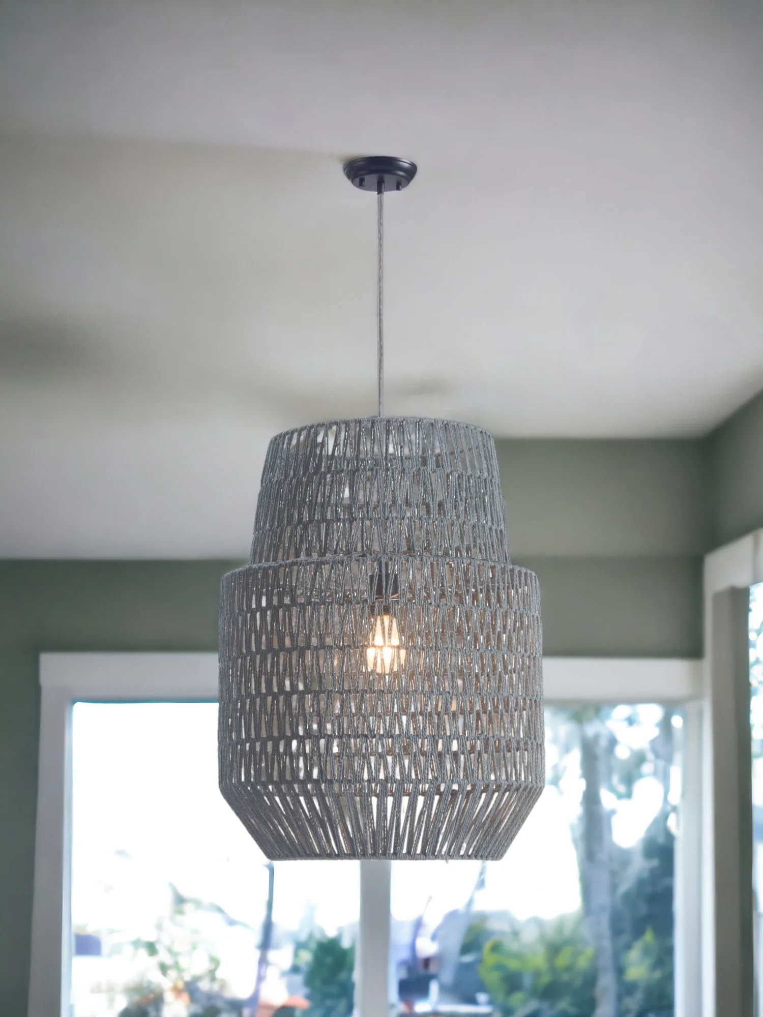 Gray Night Sky Zig Zag Ceiling Lamp By Homeroots - Image 6