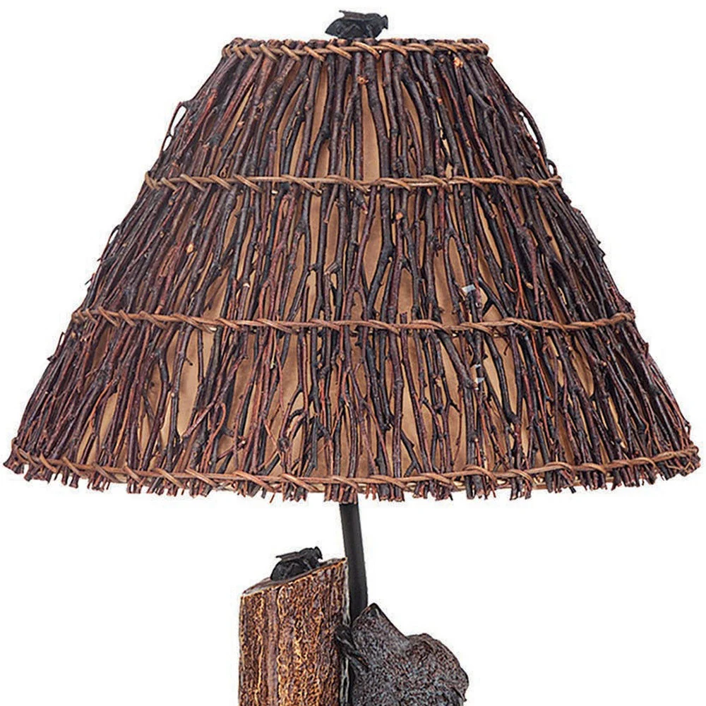 Gray Novelty Table Lamp With Brown Empire Shade By Homeroots - Image 2