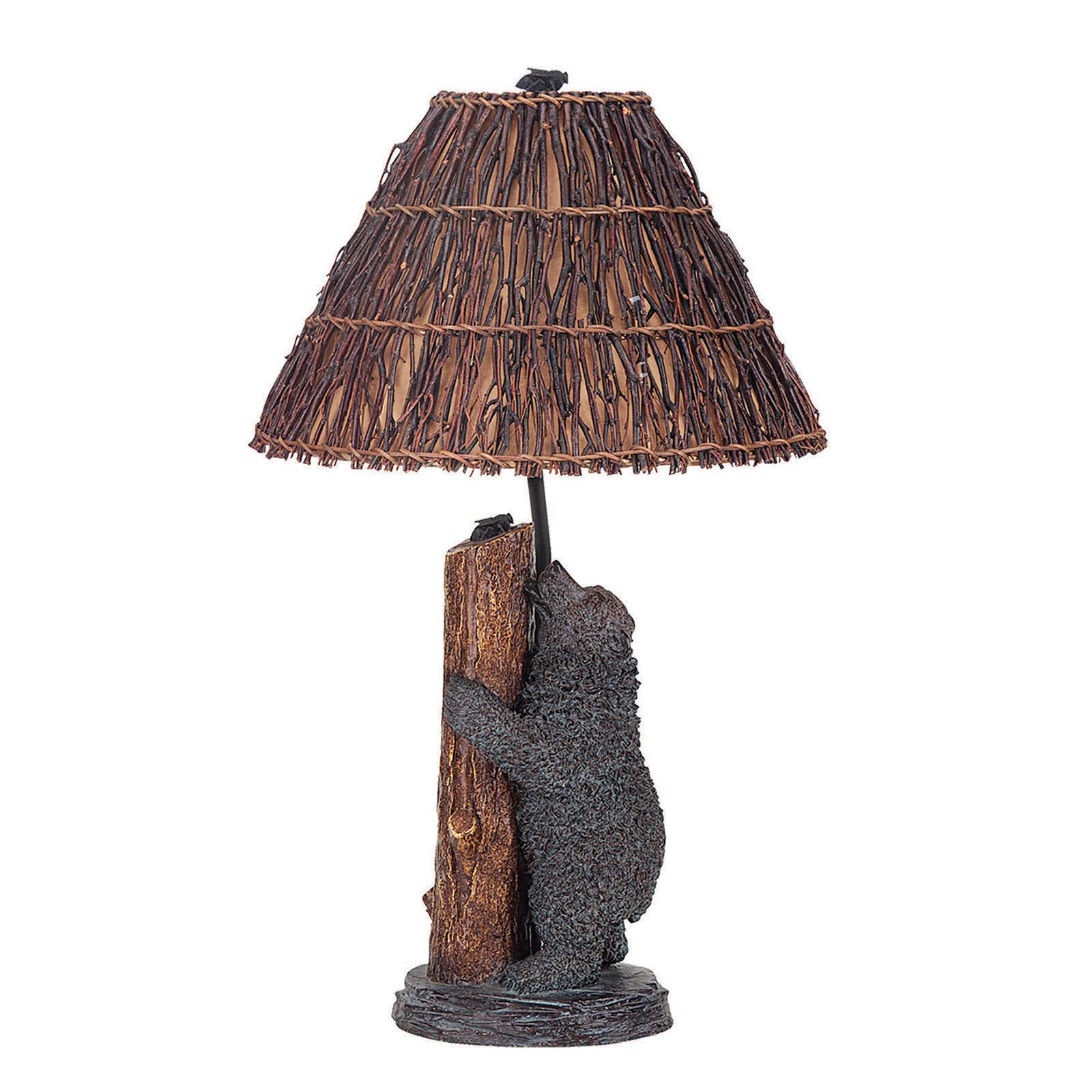 Gray Novelty Table Lamp With Brown Empire Shade By Homeroots - Image 4