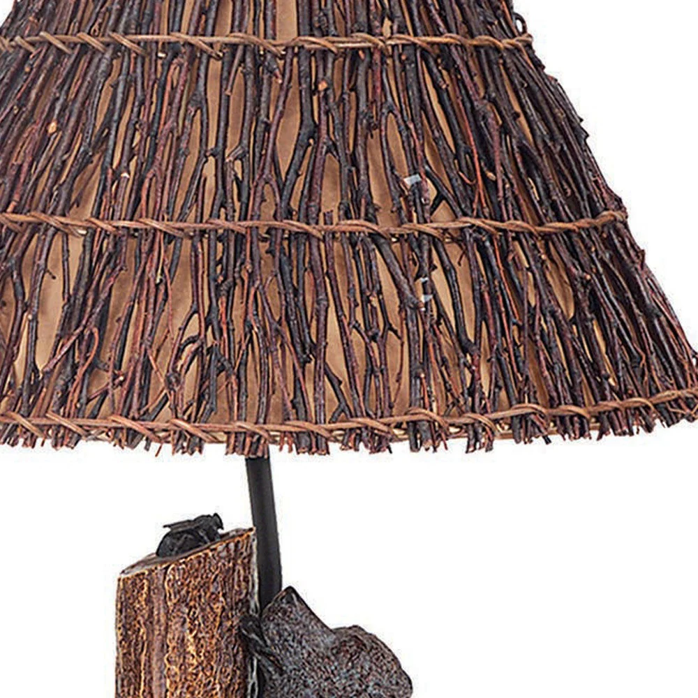 Gray Novelty Table Lamp With Brown Empire Shade By Homeroots - Image 5