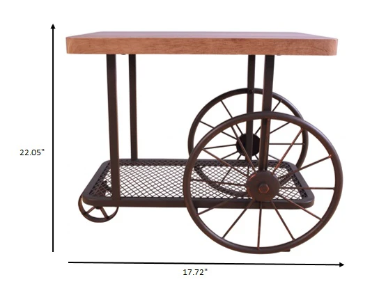 Gray Oak And Antique Metal Tube End Table By Homeroots - Image 2