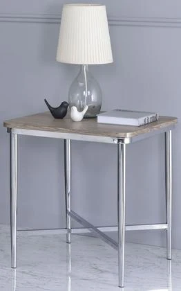 Gray Oak And Chrome Metal Tube End Table By Homeroots - Image 5