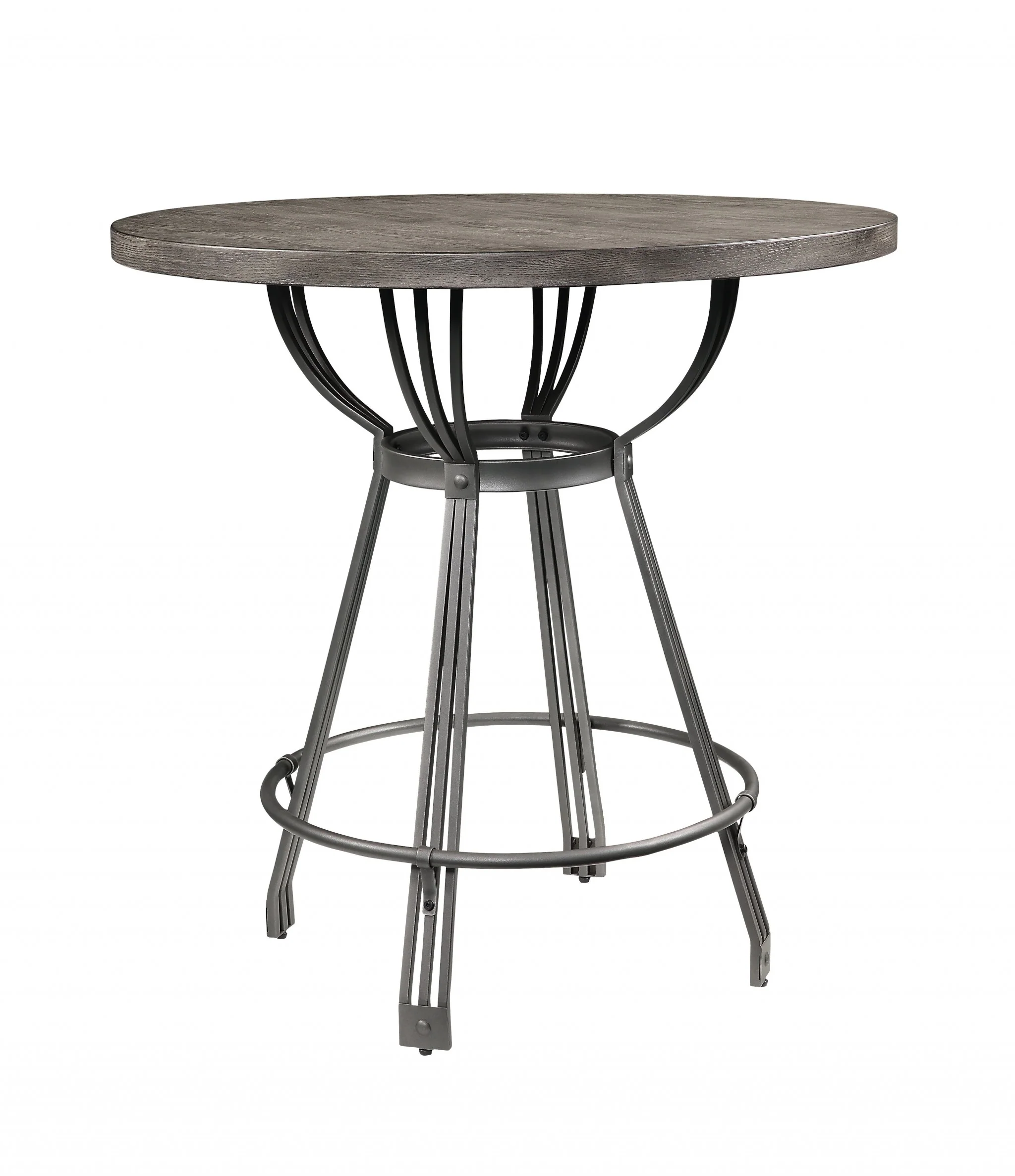 Gray Oak Gunmetal Metal Wood Pc Pk Counter Height Set By Homeroots - Image 2