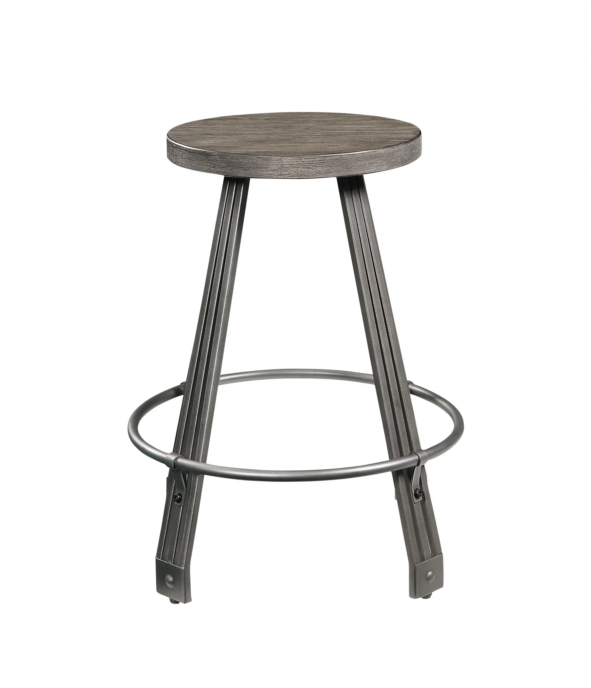 Gray Oak Gunmetal Metal Wood Pc Pk Counter Height Set By Homeroots - Image 3