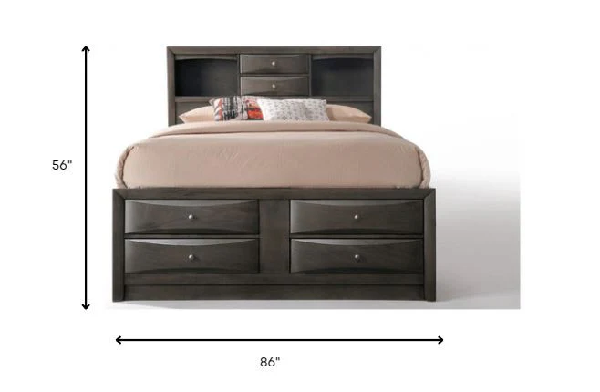 Gray Oak Rubber Wood Full Storage Bed By Homeroots - Image 6