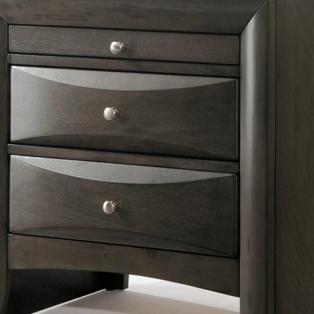 Gray Oak Rubber Wood Nightstand By Homeroots - Image 3