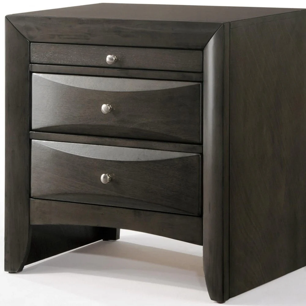 Gray Oak Rubber Wood Nightstand By Homeroots - Image 4